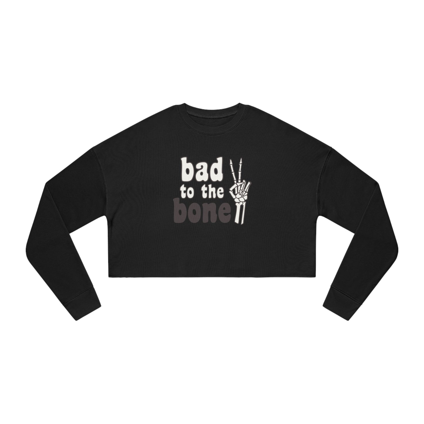Bad to the Bone Halloween/ Fall Cropped Sweatshirt - Black