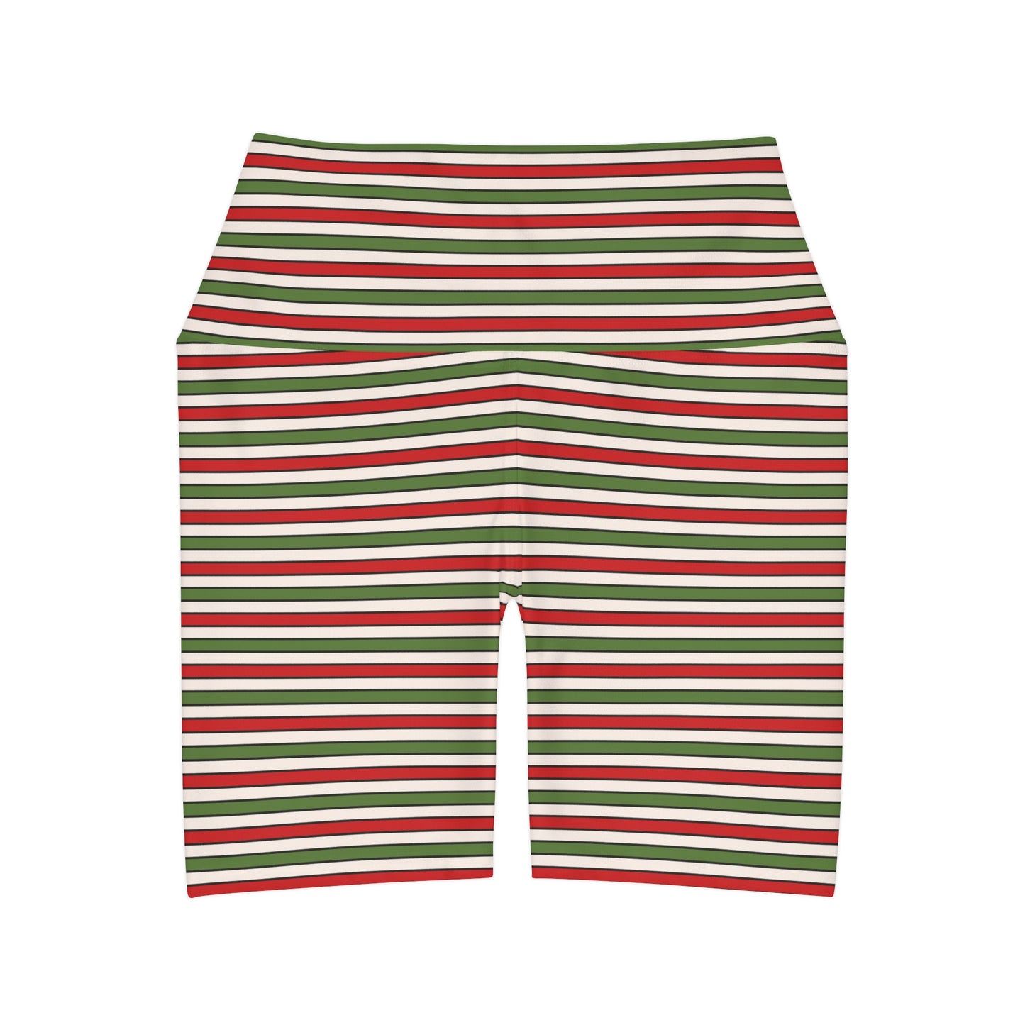 Christmas Stripe Red and Green Yoga Shorts