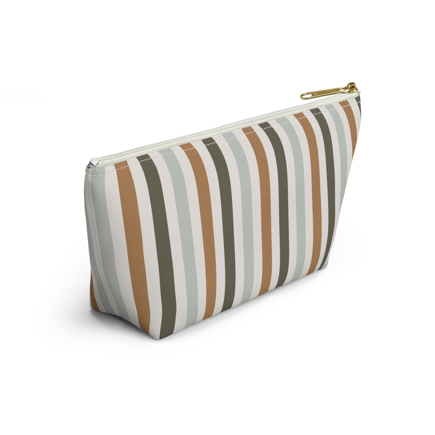 Fall Retro Brown Striped Print Design  Accessory Pouch w T-bottom
