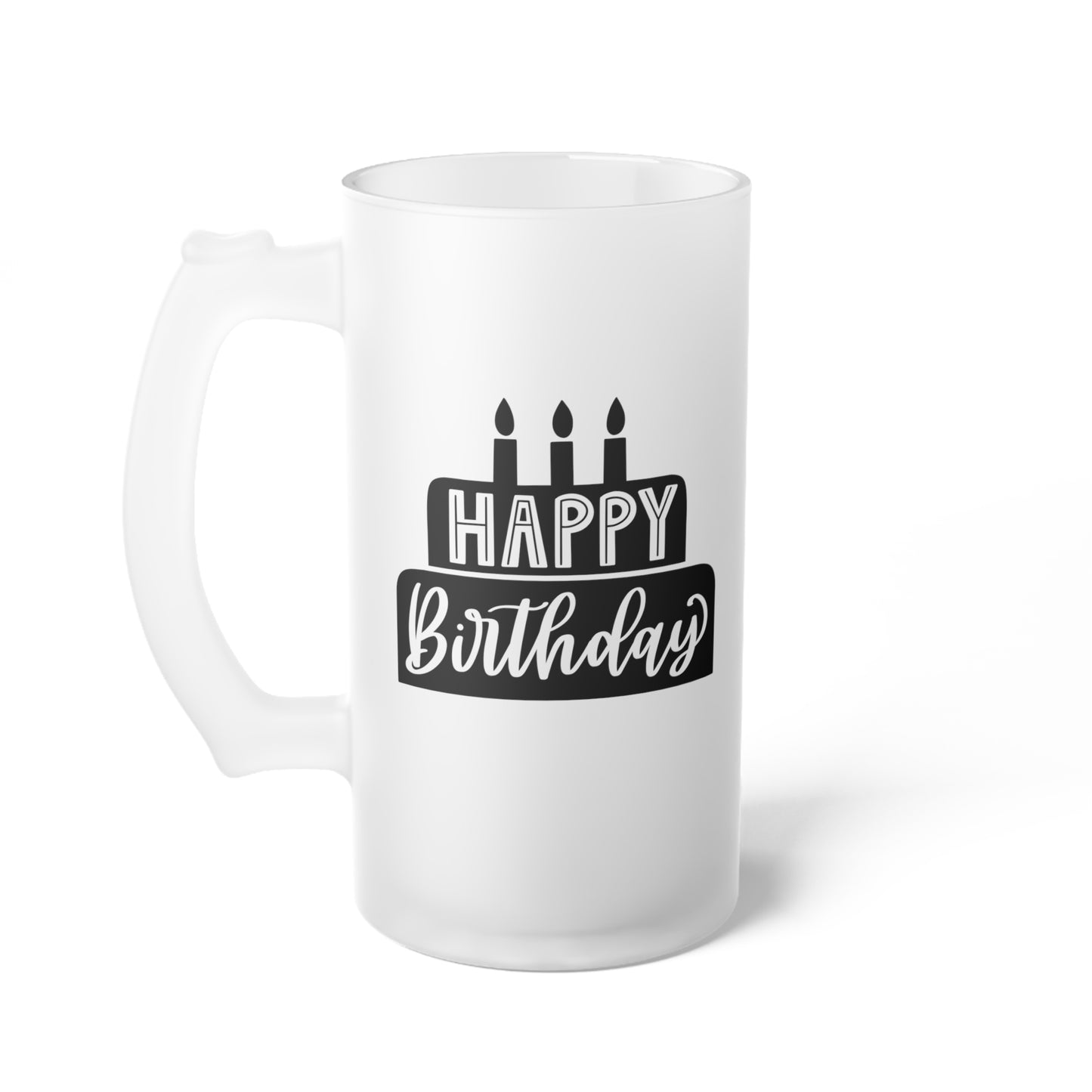 Happy Birthday Frosted Glass Beer Mug