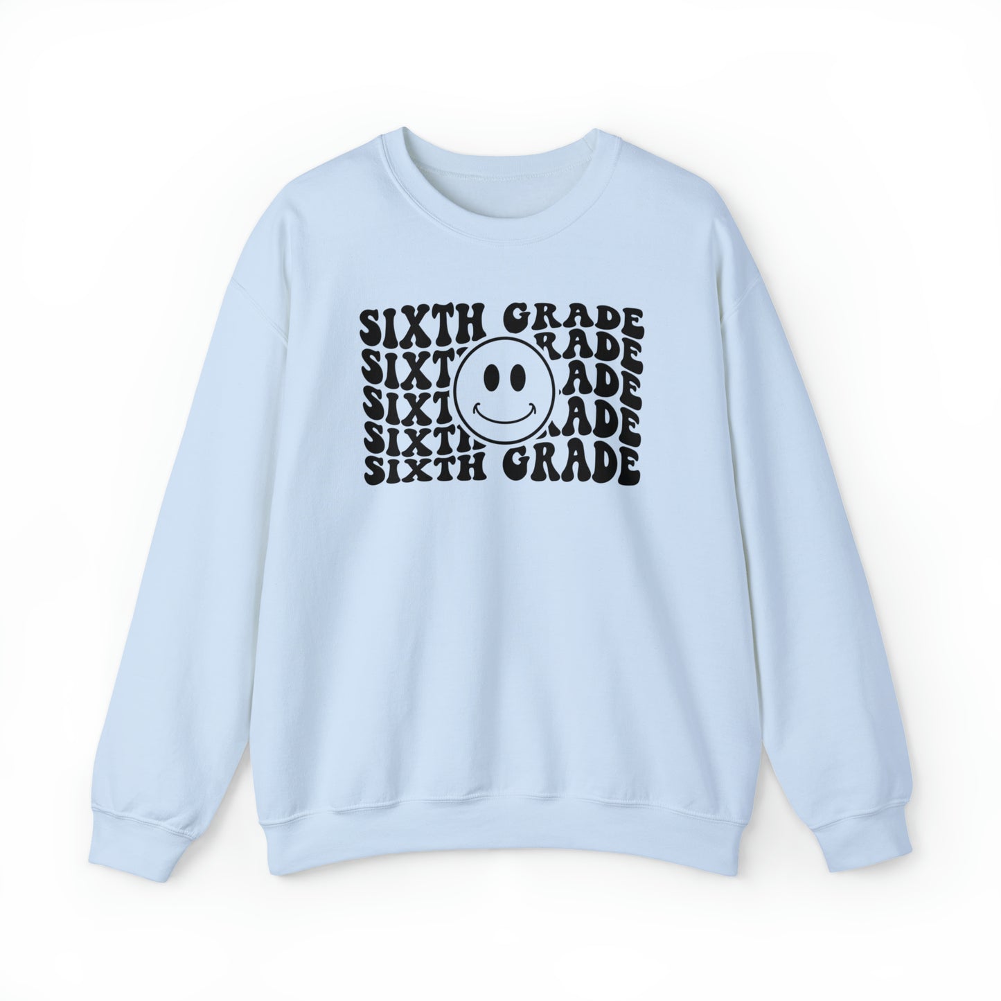6th Grade Smiley Face Black Logo Unisex Heavy Blend™ Crewneck Sweatshirt