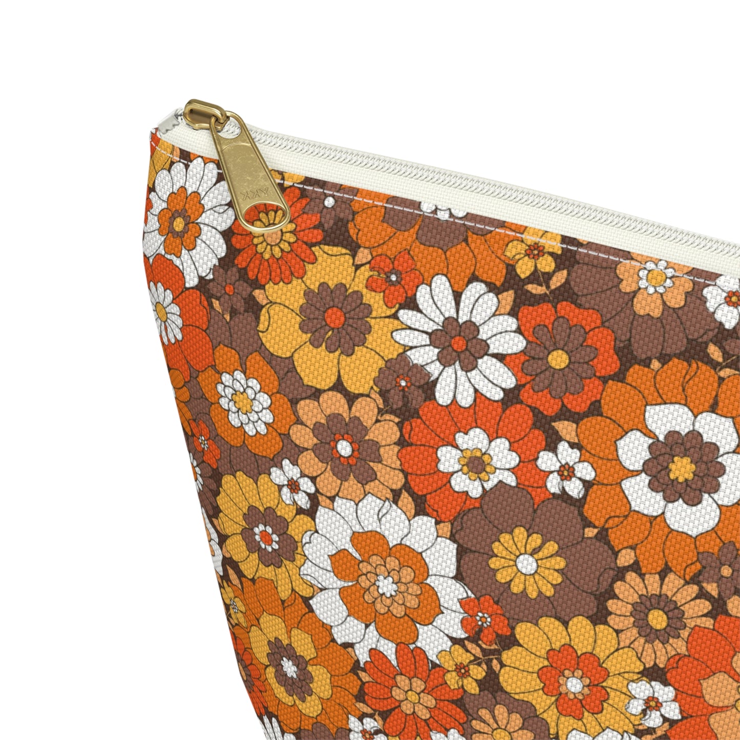 Rustic Retro Floral Print Design  Accessory Pouch w T-bottom