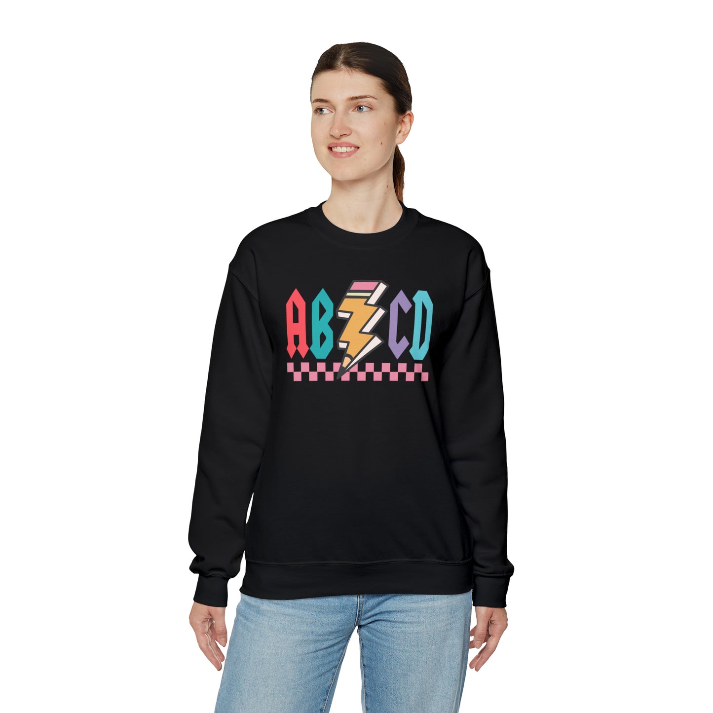 Vintage ABCD Rock and Roll Teacher Heavy Blend™ Crewneck Sweatshirt