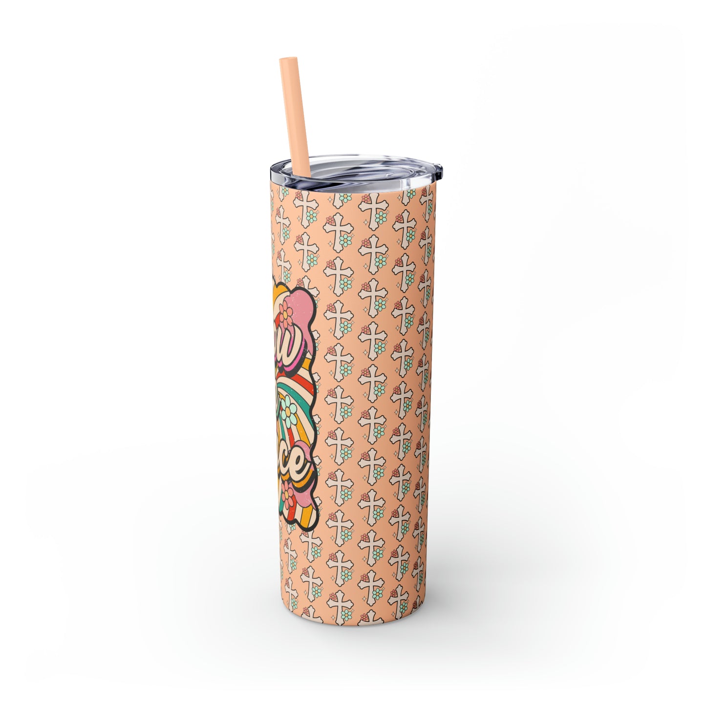 Grow in Grace with Daisy Crosses Christian Skinny Tumbler with Straw, 20oz