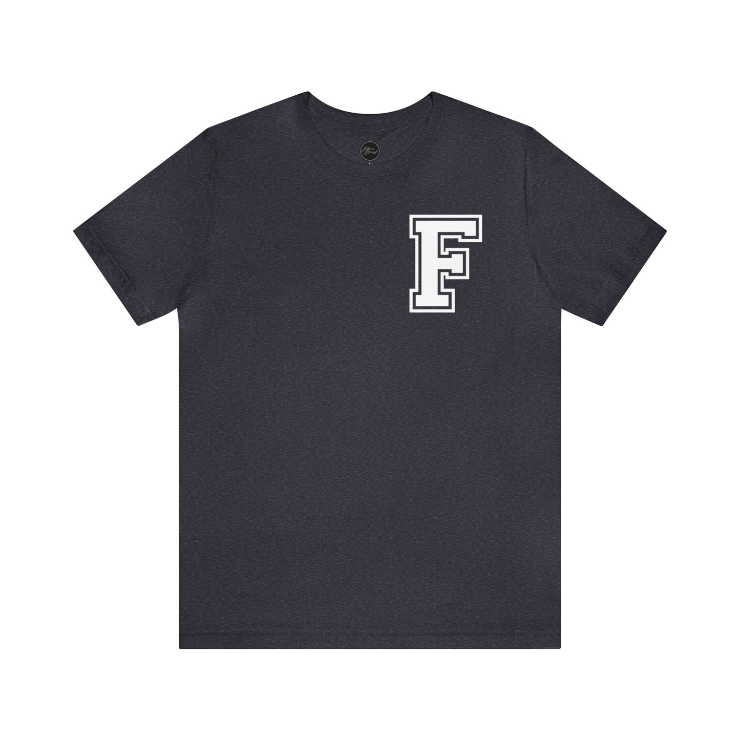 Front and Back Design - Varsity F Vertical Freeburg Midgets Logo Bella Jersey Short Sleeve Tee (Unisex)