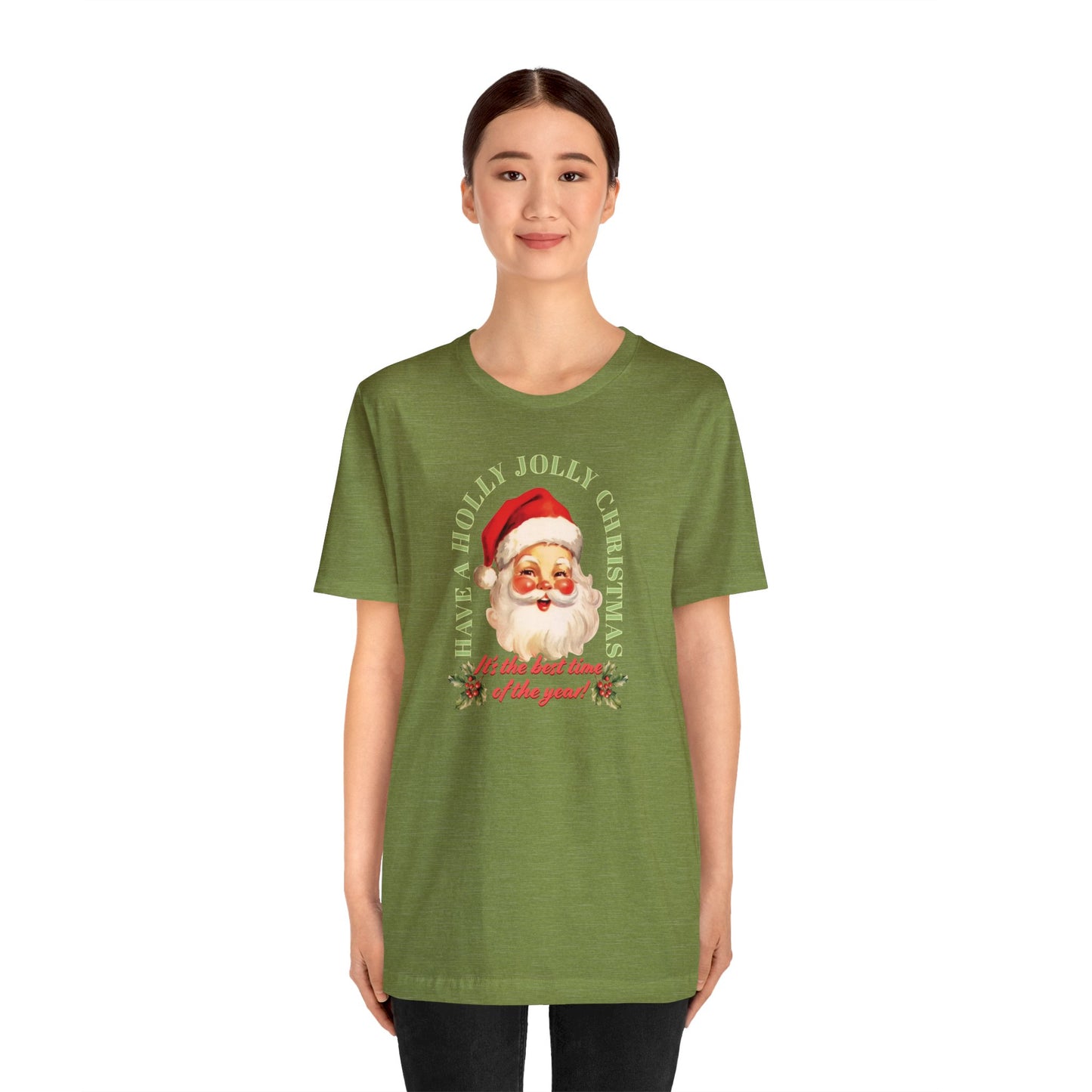 Have a Holly Jolly Christmas Arched Classic Santa Bella Jersey Short Sleeve Tee (Unisex)