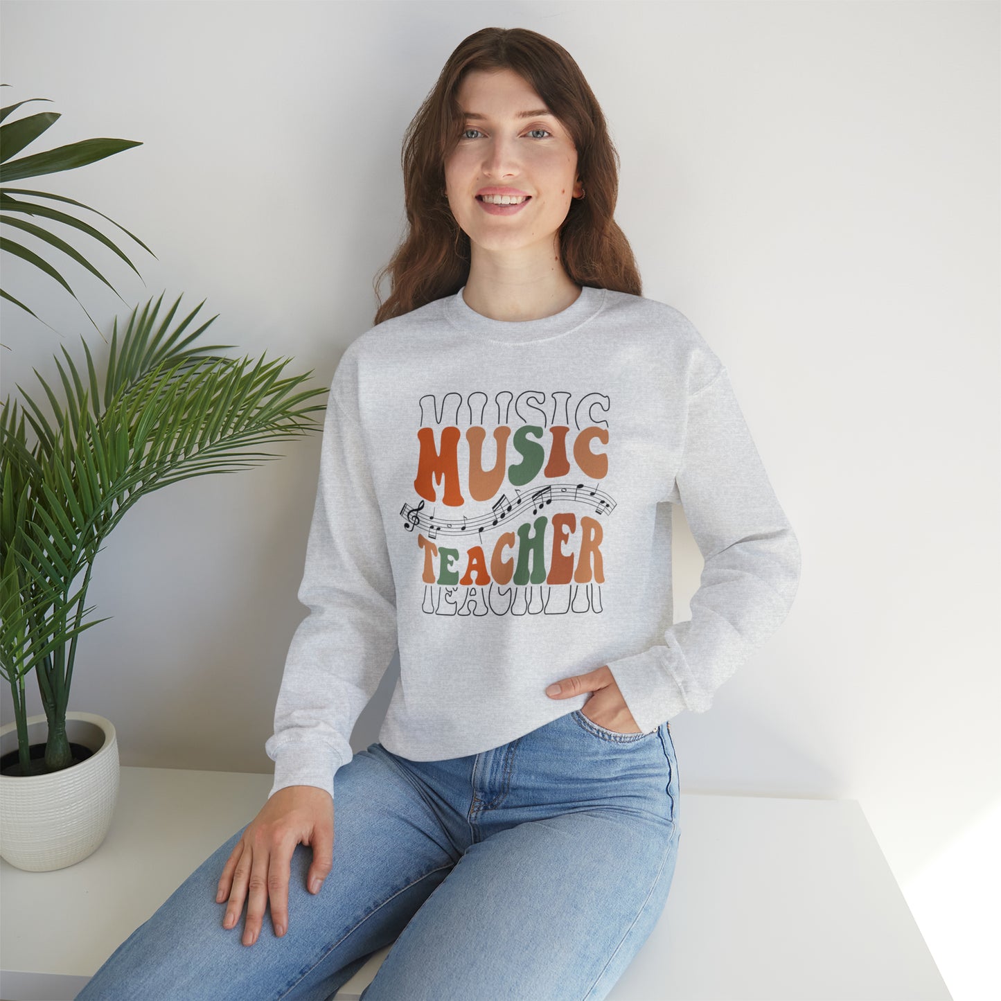 Music Teacher Multi-Line Heavyweight Crewneck Sweatshirt