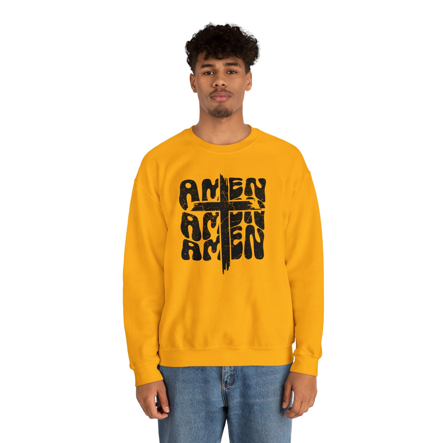 Amen Amen Amen with Cross Design Heavy Blend™ Crewneck Sweatshirt