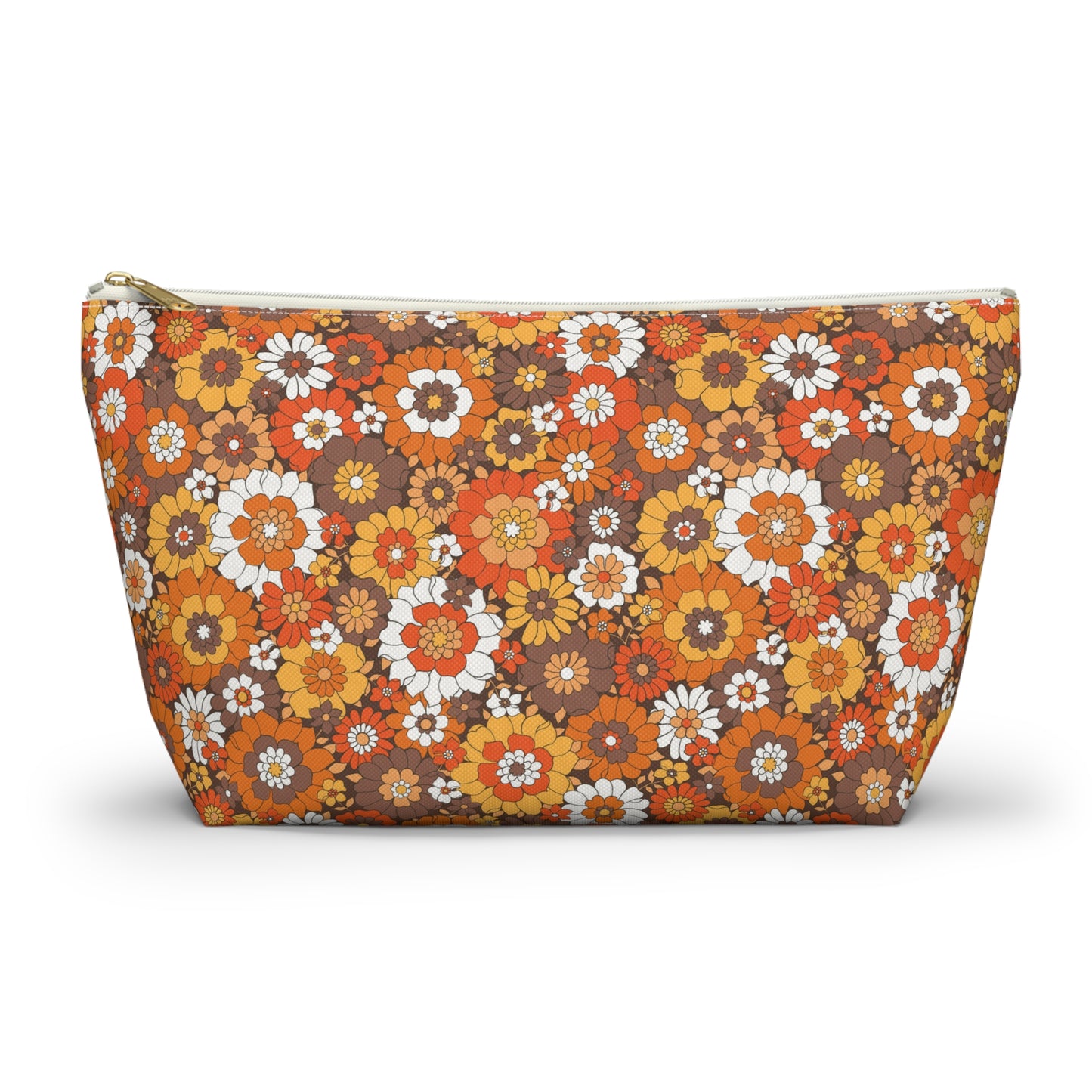 Rustic Retro Floral Print Design  Accessory Pouch w T-bottom