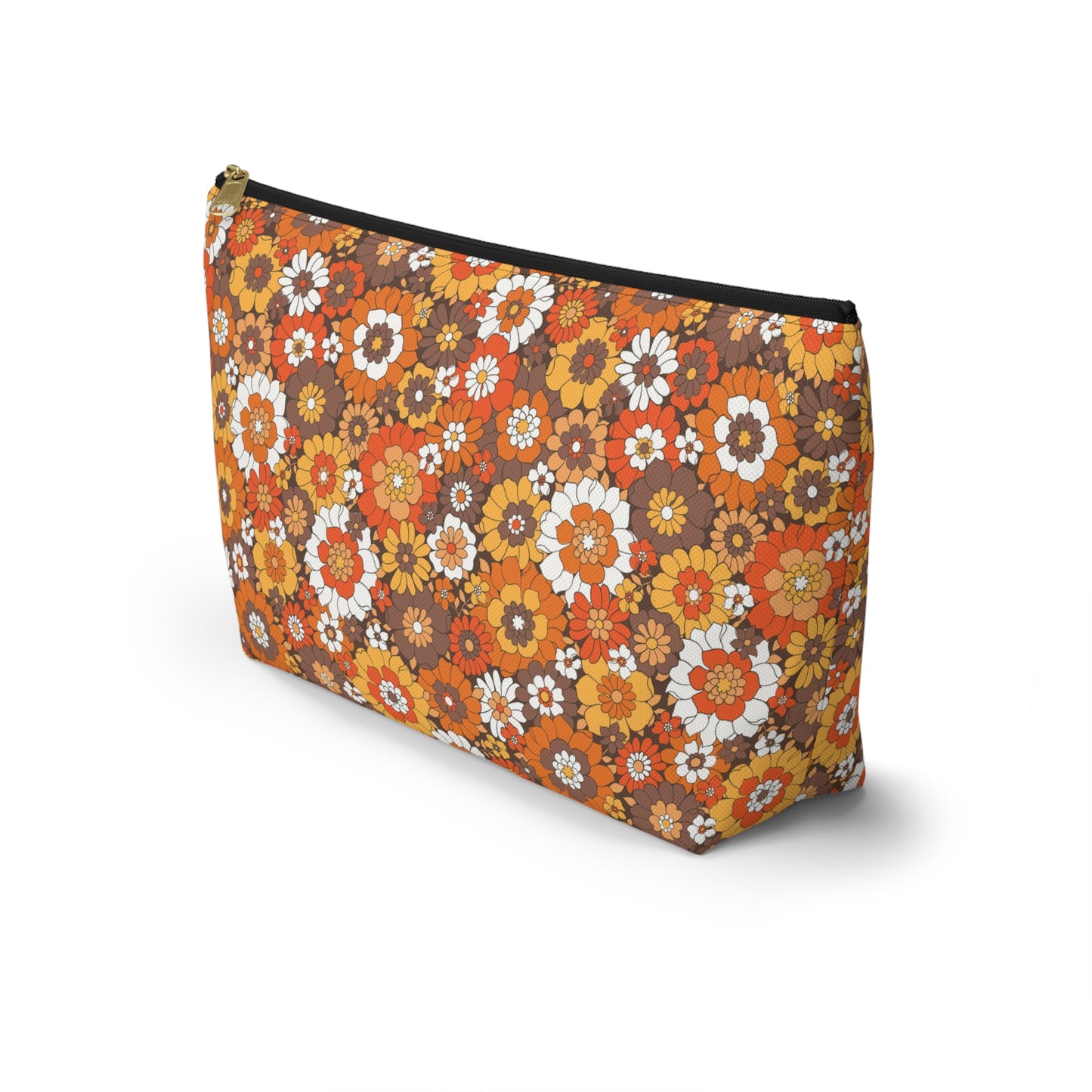 Rustic Retro Floral Print Design  Accessory Pouch w T-bottom