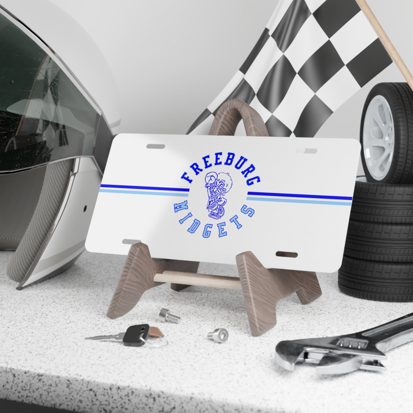 Freeburg Midgets Circle Logo Vanity Plate - White