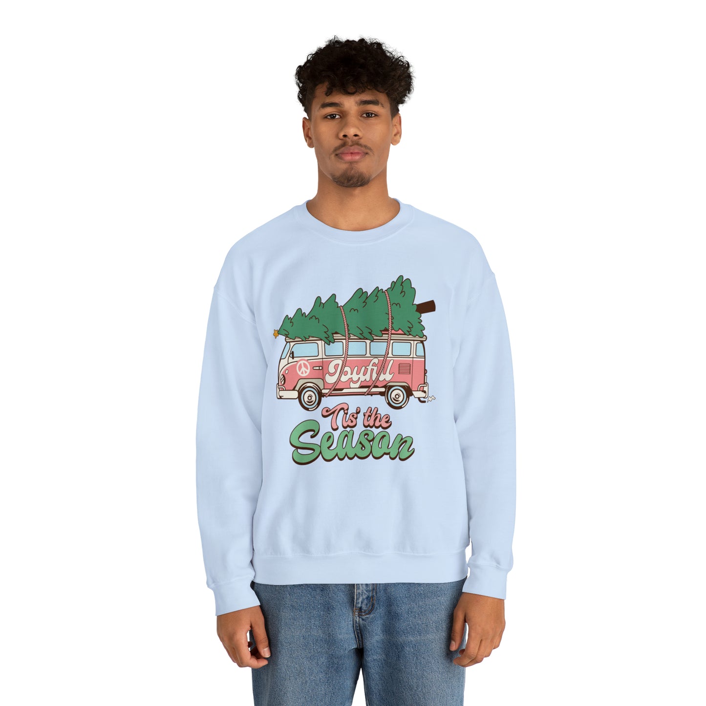 Tis the Season Retro Christmas Van Unisex Heavy Blend™ Crewneck Sweatshirt
