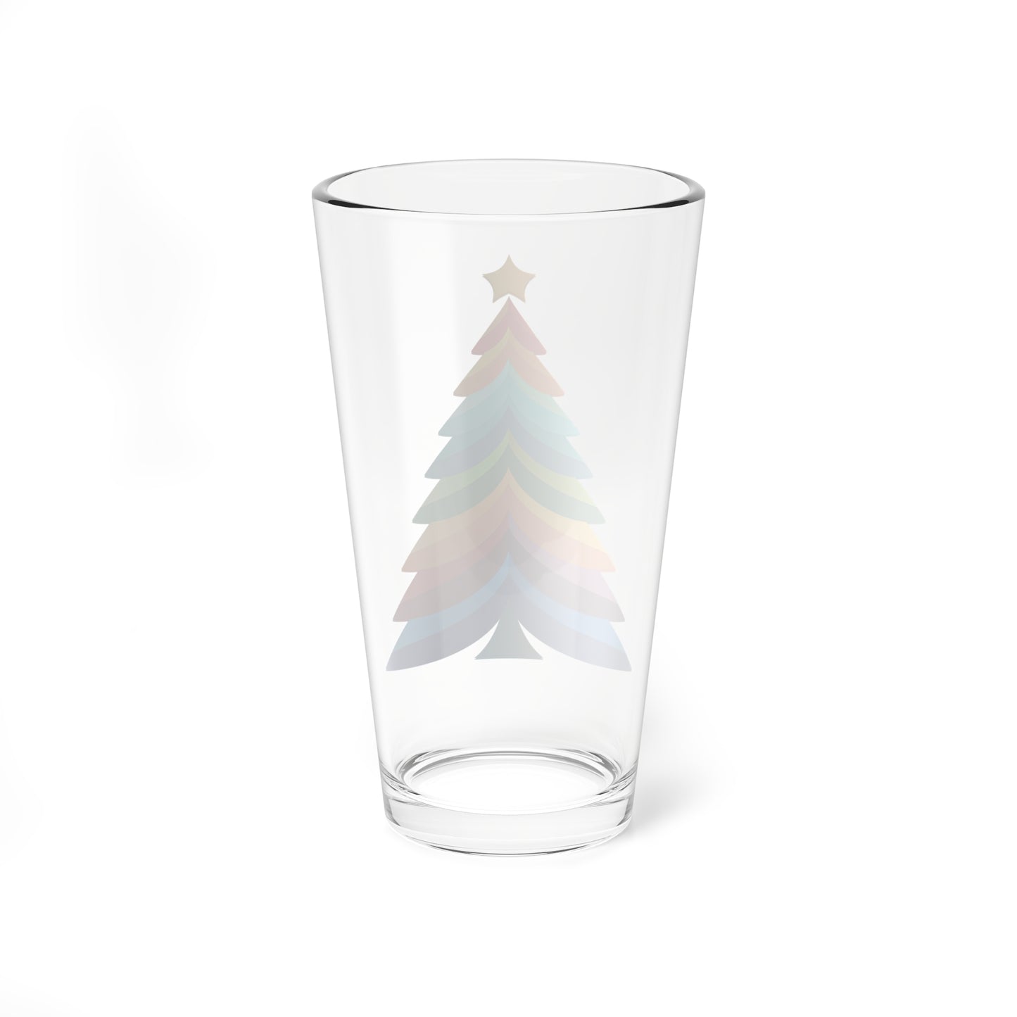 Layered Rainbow Christmas Tree Mixing Glass, 16oz