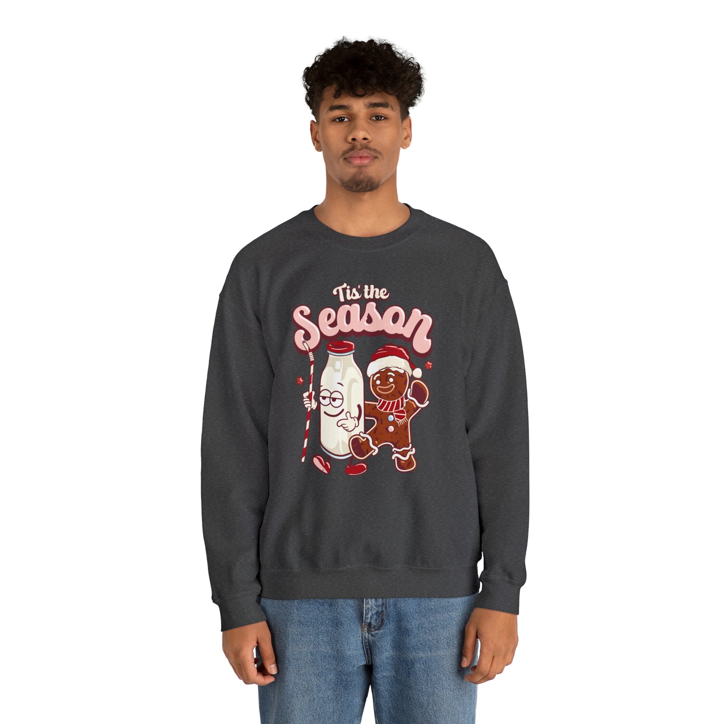 'Tis the Season Gingerbread and Milk Christmas Unisex Heavy Blend™ Crewneck Sweatshirt