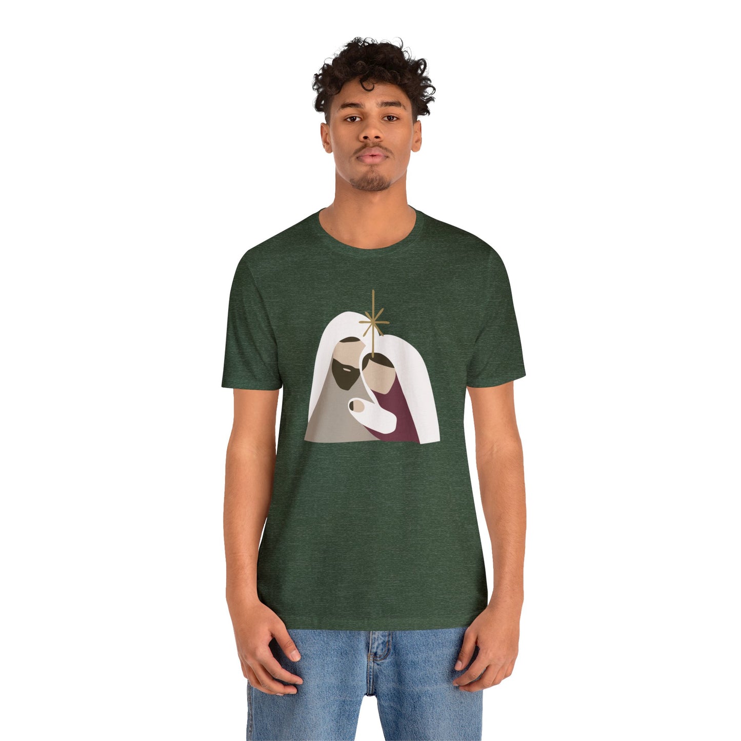 Holy Family Christmas Christian Bella Jersey Short Sleeve Tee (Unisex)