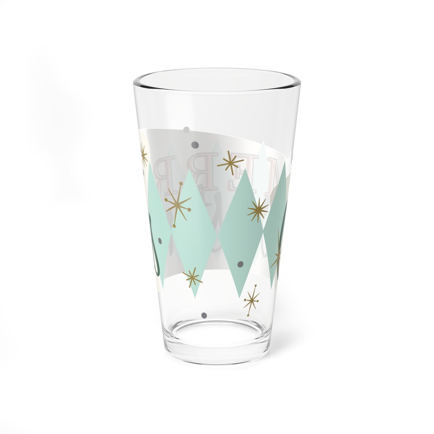 Retro Merry Christmas Mixing Glass, 16oz