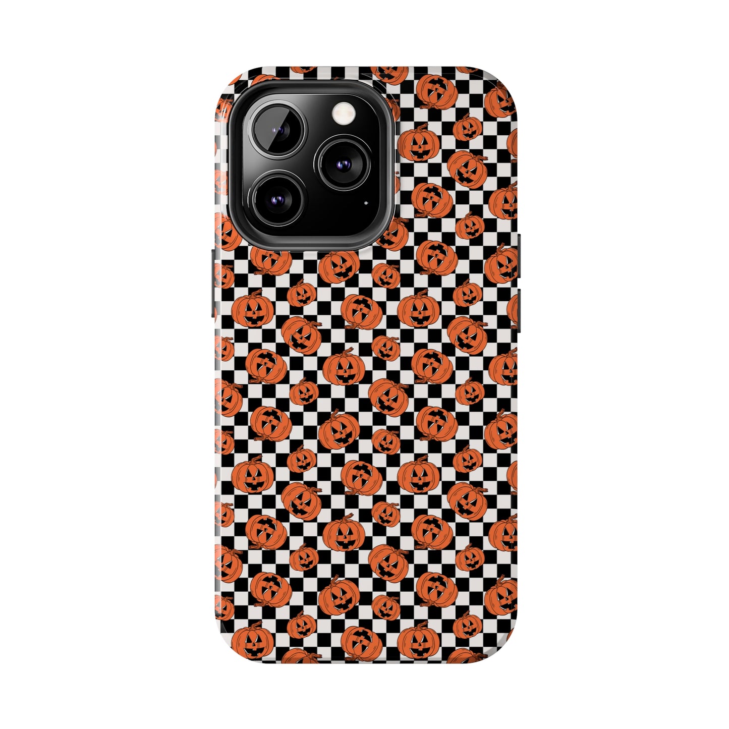 Pumpkin / Jack-O-Lantern Checkerboard Halloween/ Fall Patterned Tough Phone Cases