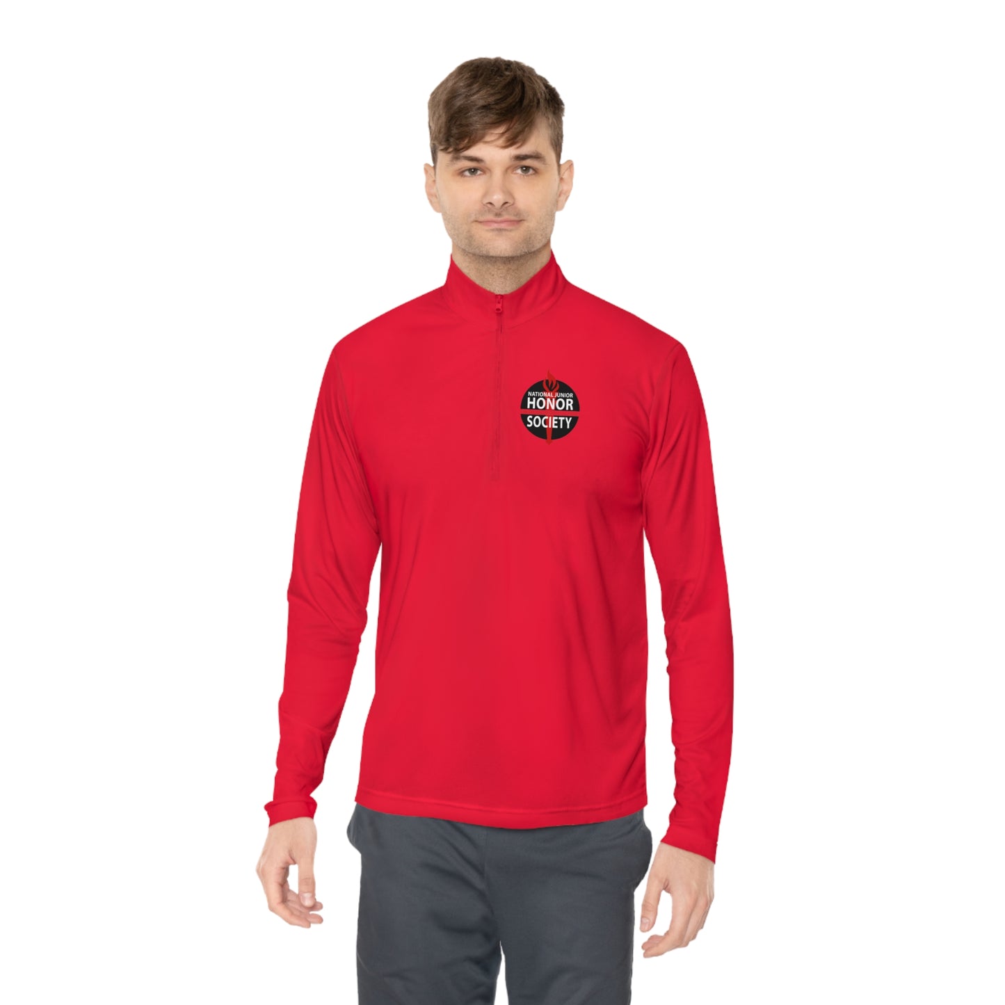 Freeburg Middle School NJHS Black and Red Design Unisex Quarter-Zip Pullover