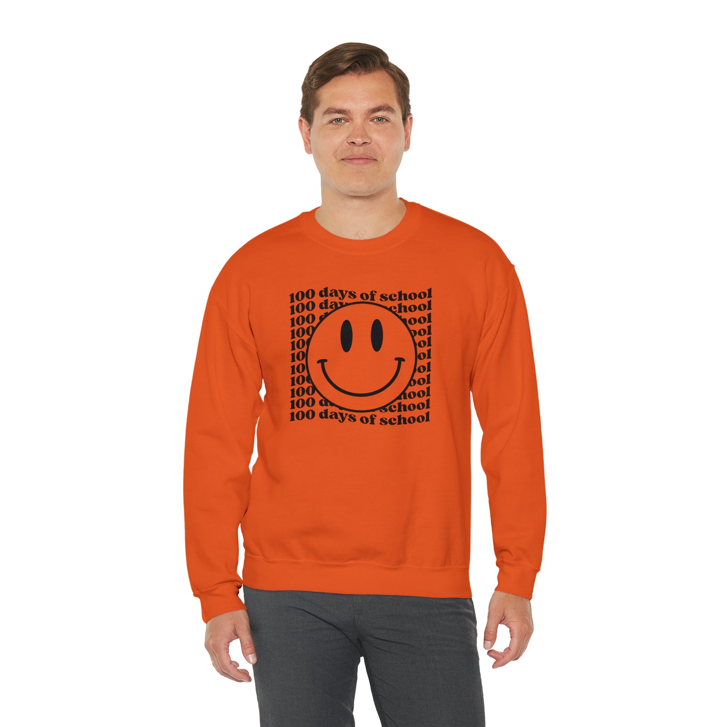 100 Days of School Smiley Face Heavyweight Crewneck Sweatshirt
