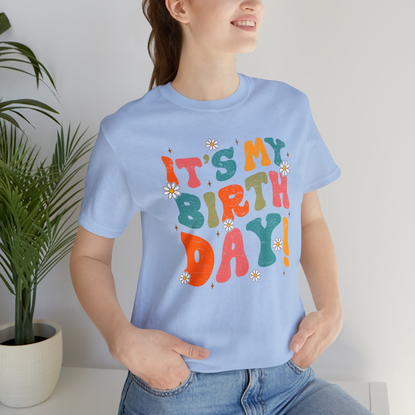 Distressed It's My Birthday Colorful Daisy T-Shirt