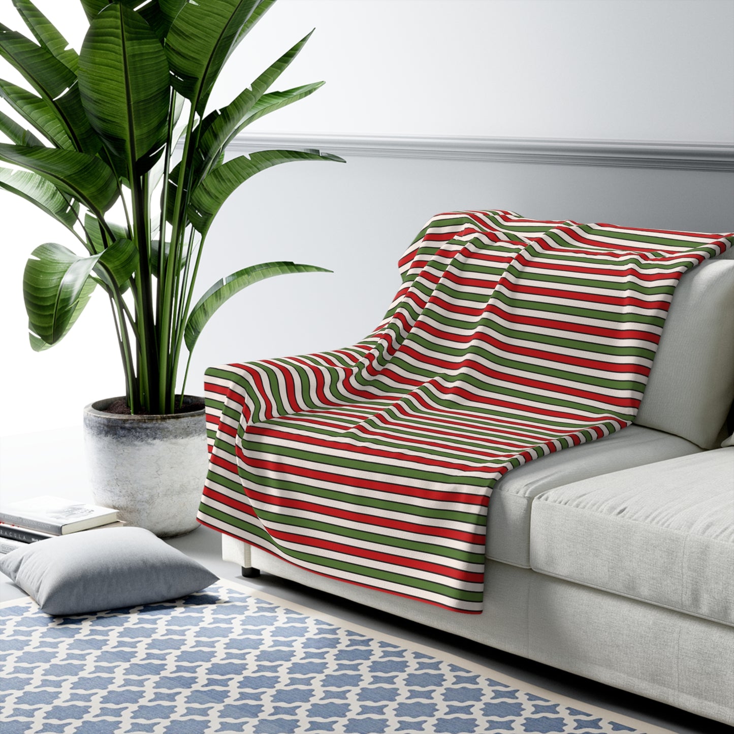 Christmas Stripe Sherpa Fleece Blanket