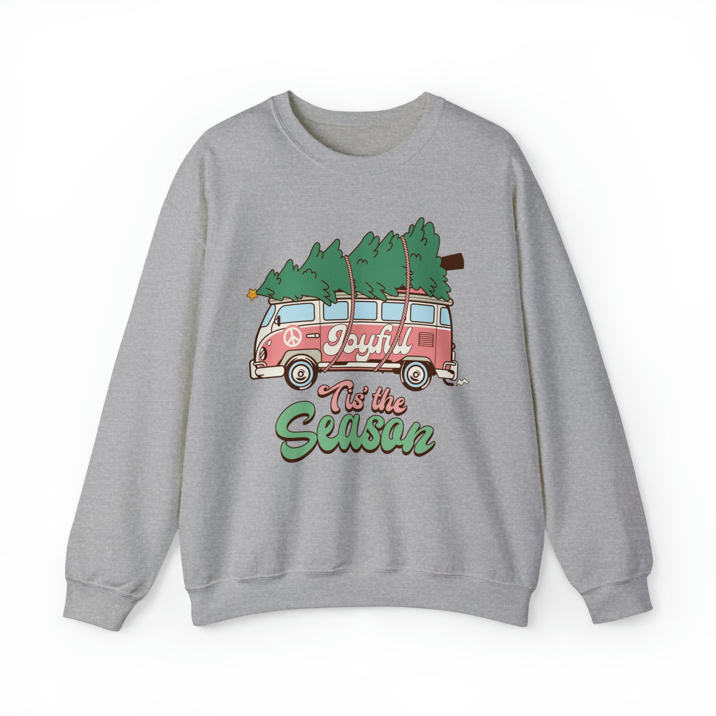 Tis the Season Retro Christmas Van Unisex Heavy Blend™ Crewneck Sweatshirt