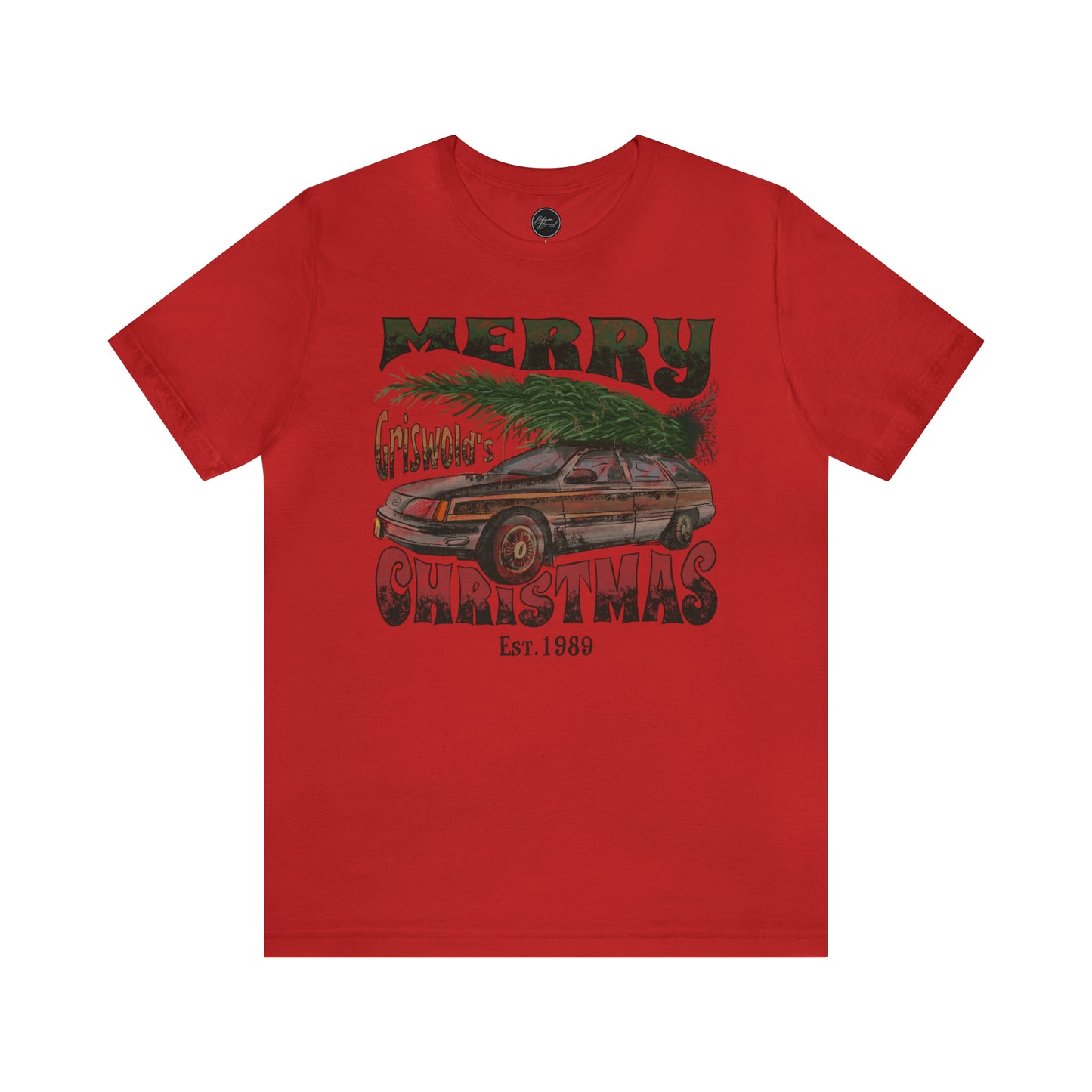 Distressed Griswold's Christmas Tree Station Wagon Holiday Bella Jersey Short Sleeve Tee (Unisex)