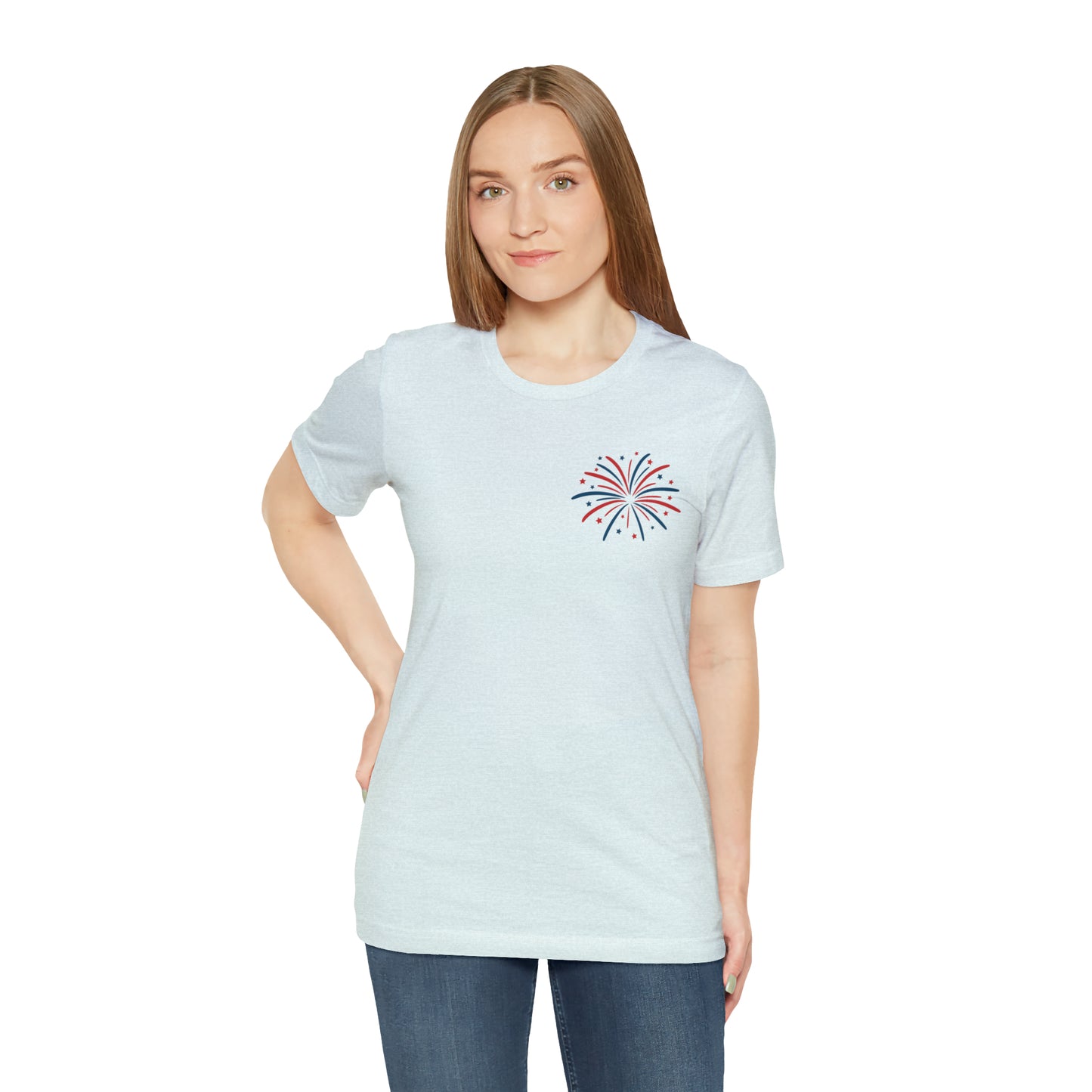 "Land of the Free Because of the Brave" Unisex Jersey Short Sleeve Tee (Front and Back Design)
