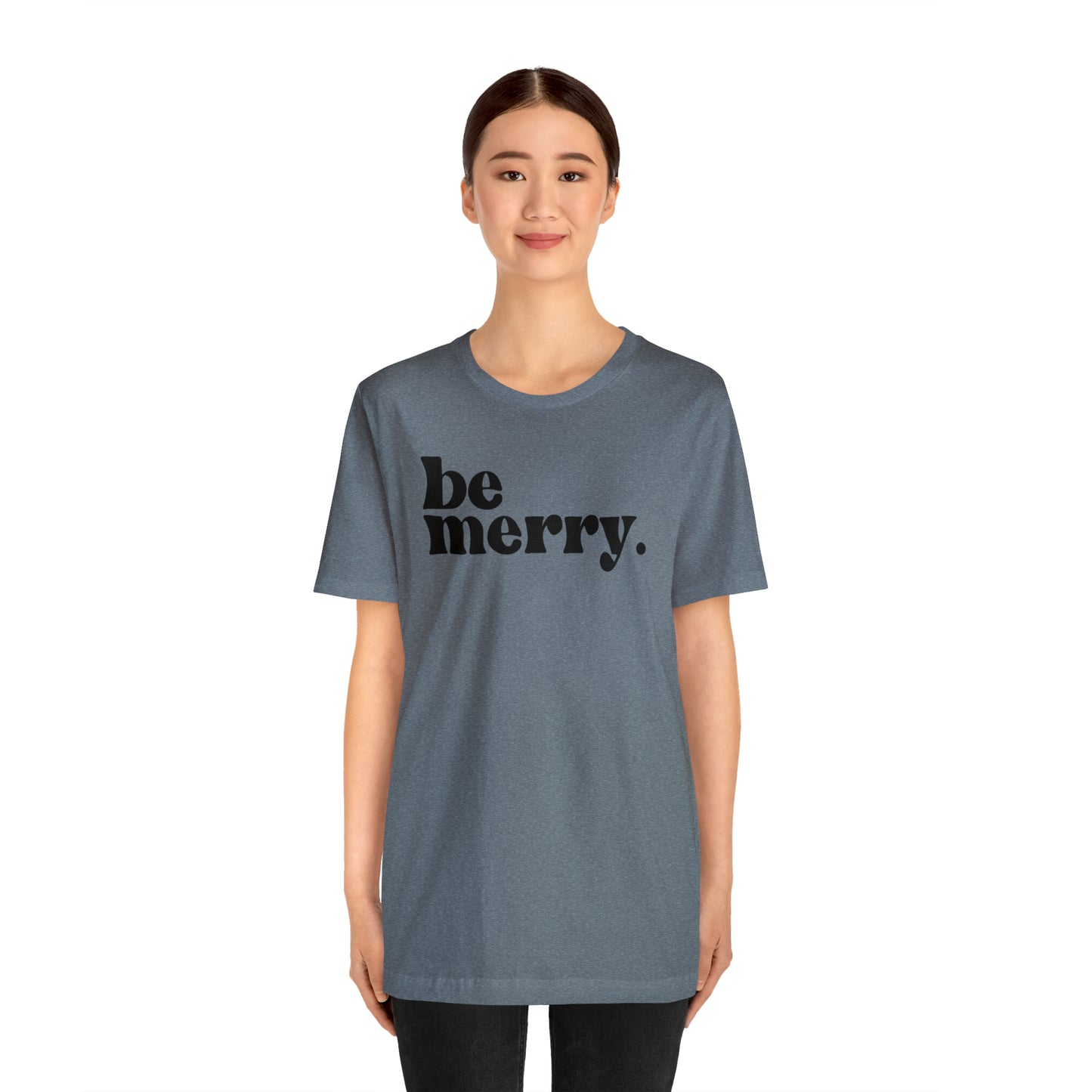 Be Merry Christmas/ Holiday Bella Jersey Short Sleeve Tee (Unisex)