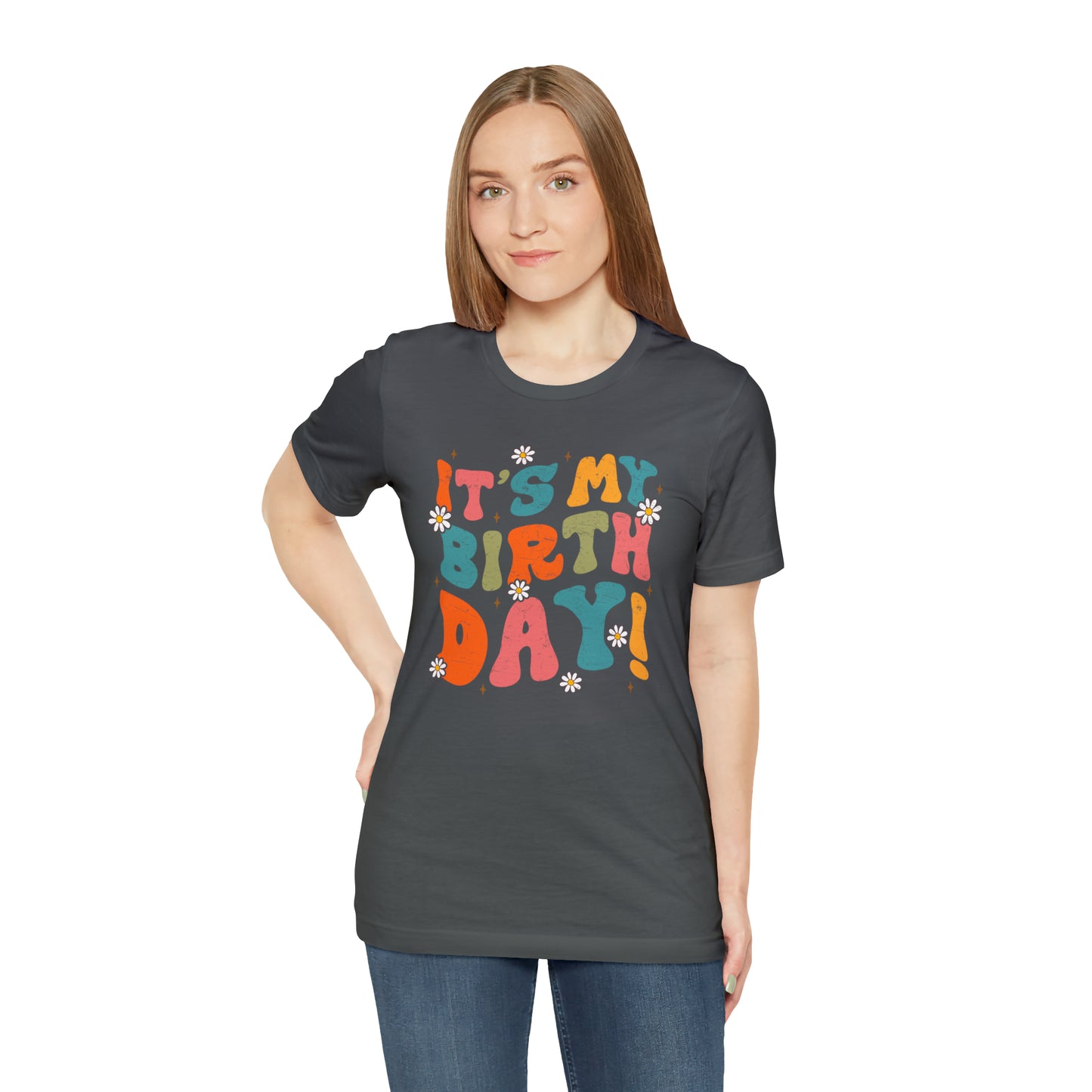 Distressed It's My Birthday Colorful Daisy T-Shirt