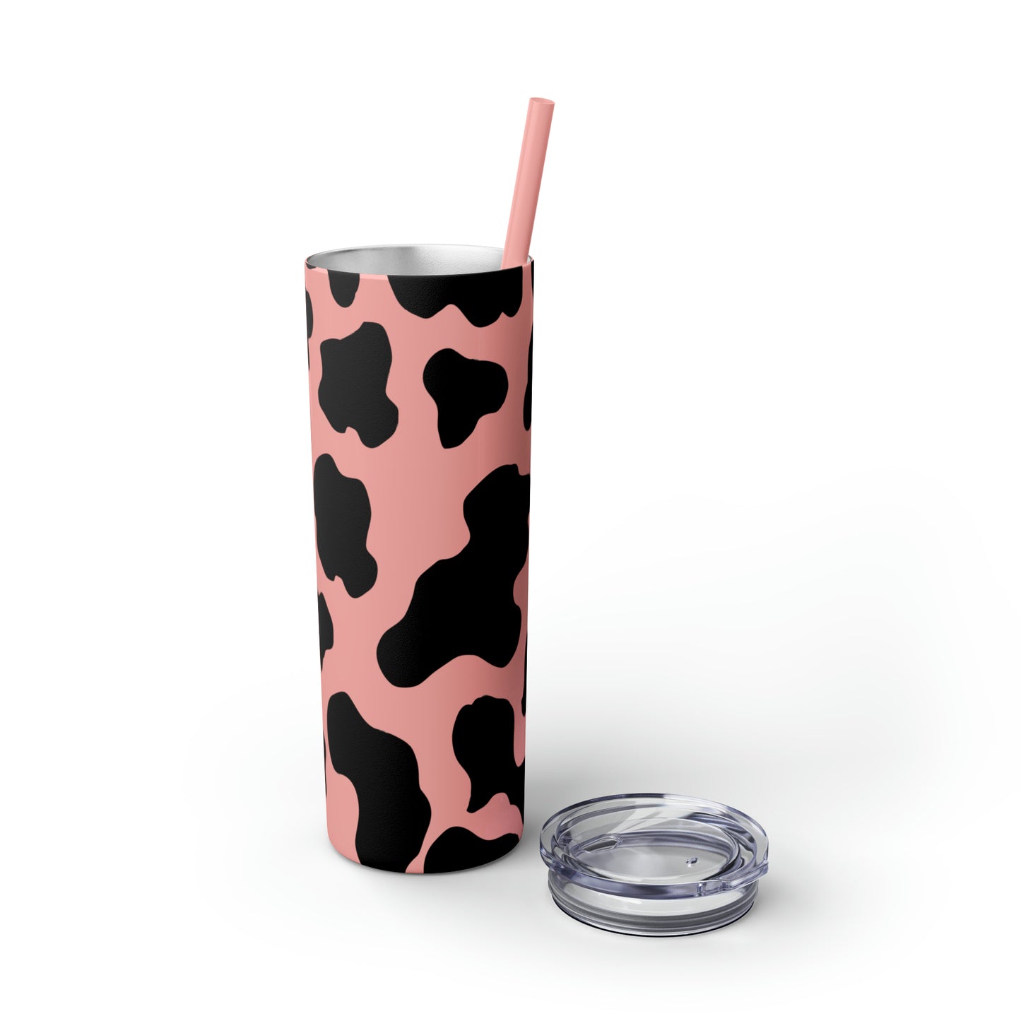 Country Cow Print Skinny Tumbler with Straw, 20oz