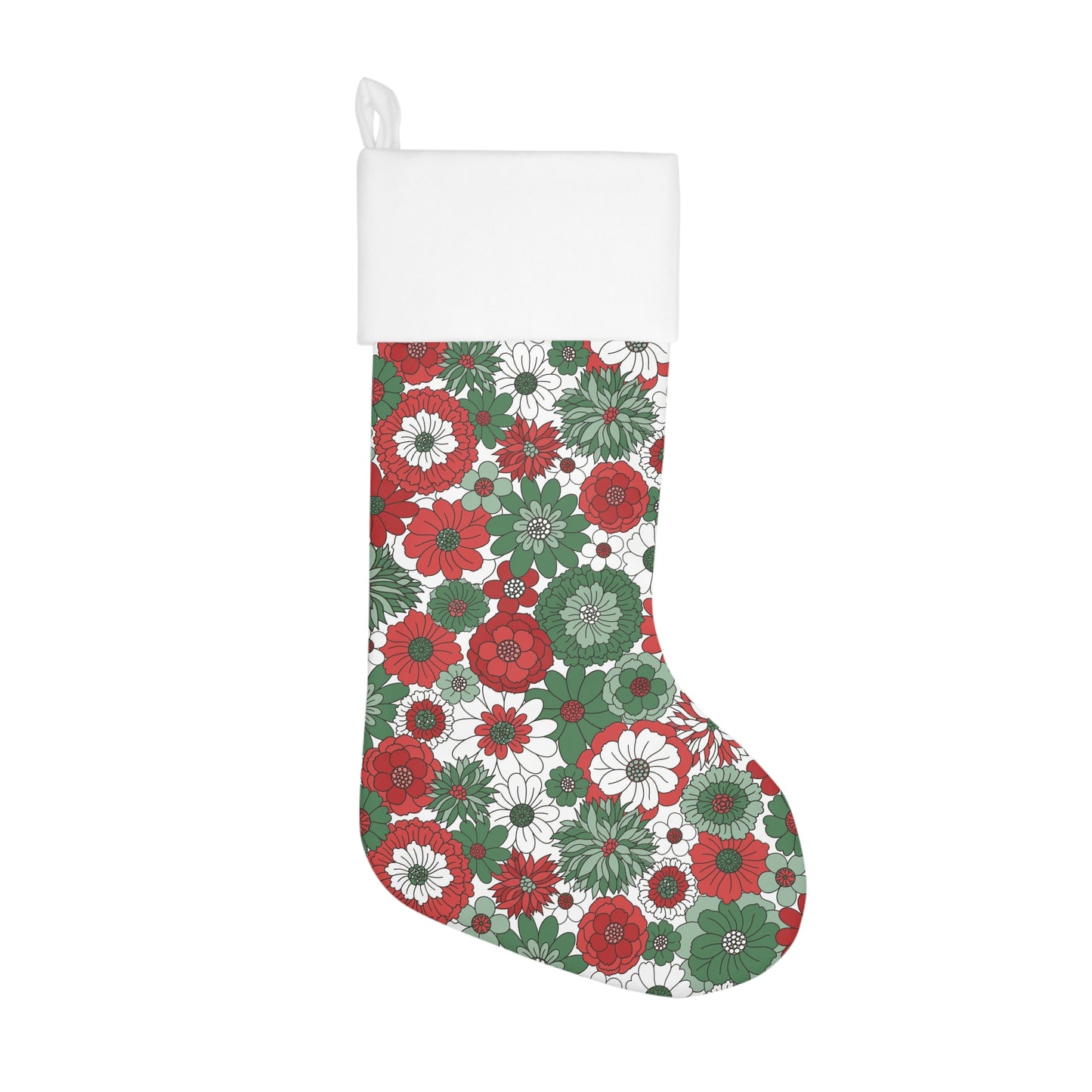 Retro Floral Christmas Holiday Stocking