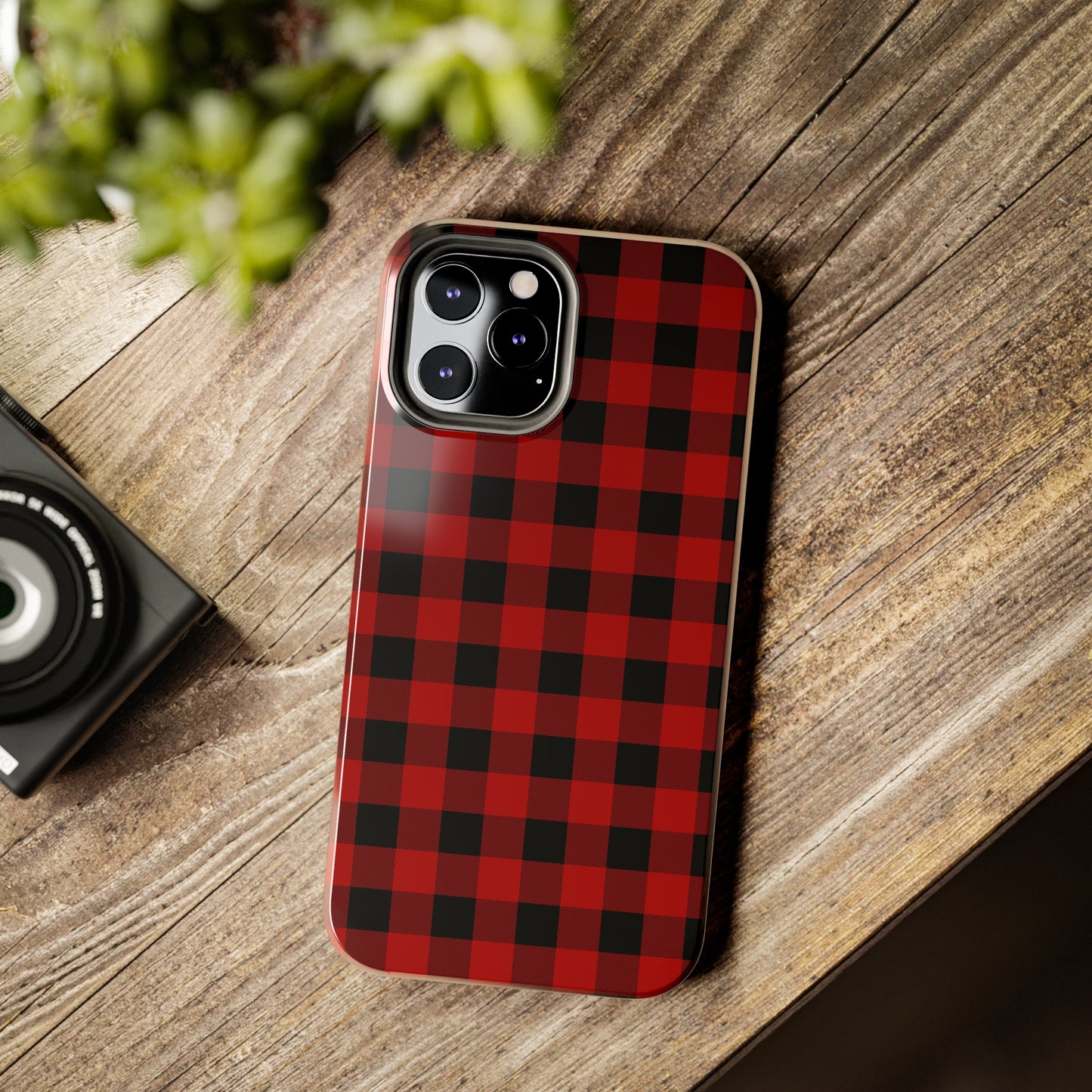 Red and Black Plaid Tough Phone Cases