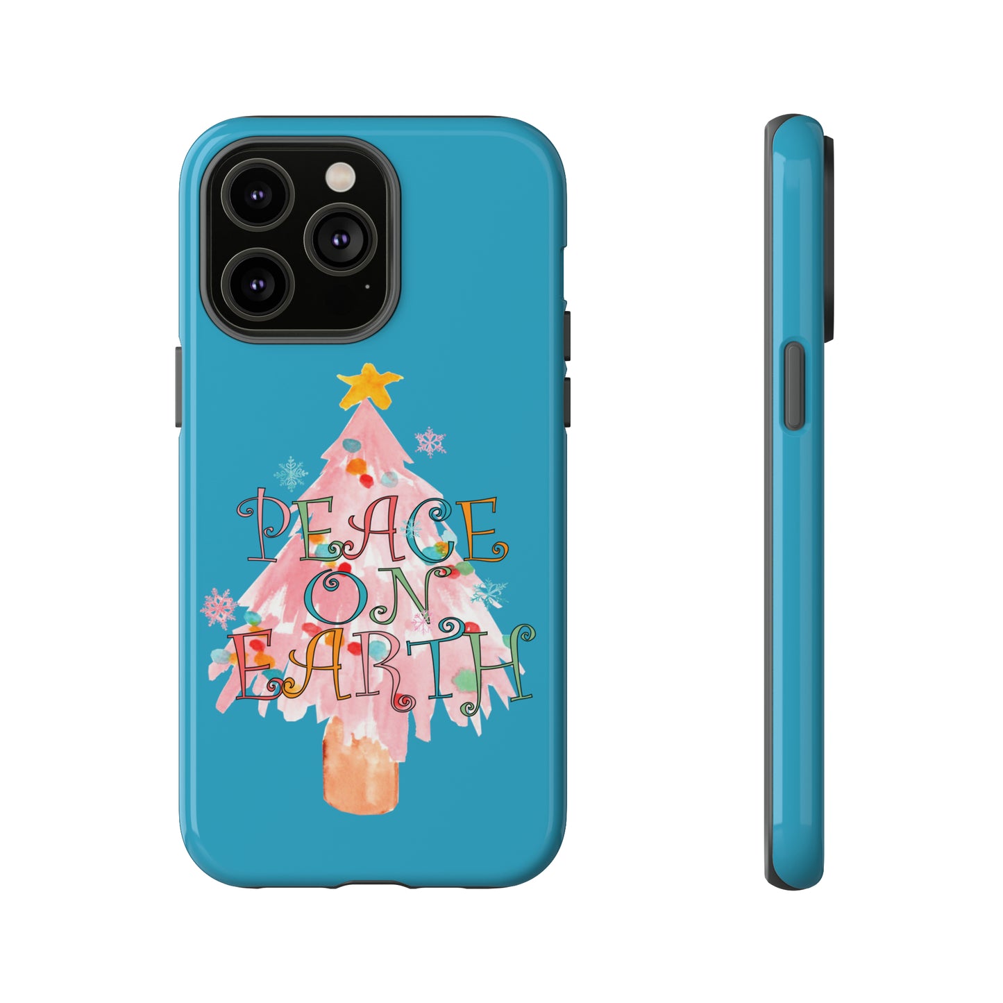 Peace on Earth Christmas/ Holiday Apple iPhone Tough Cases - Turquoise