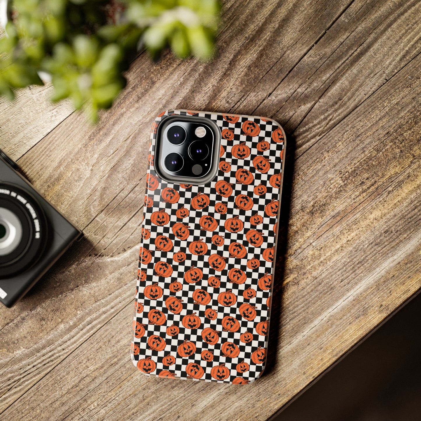 Pumpkin / Jack-O-Lantern Checkerboard Halloween/ Fall Patterned Tough Phone Cases