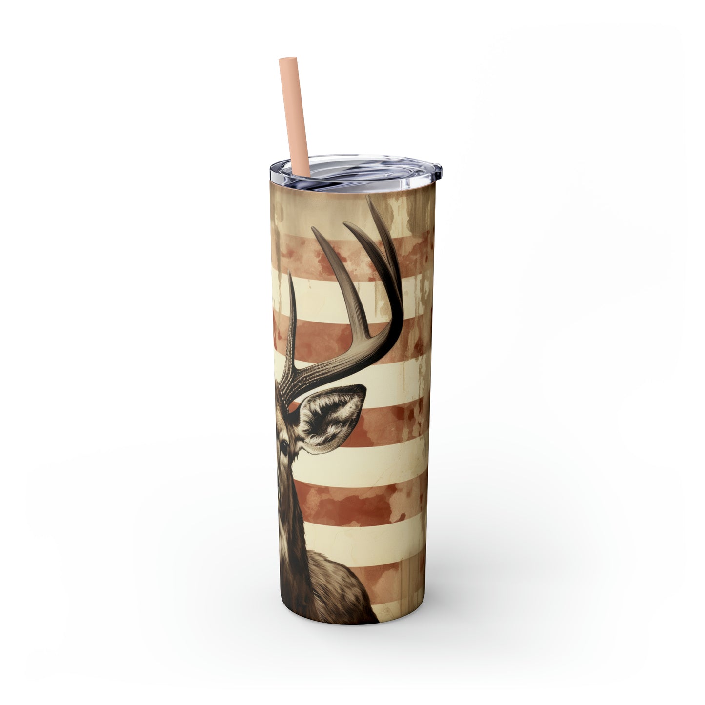 American Deer Hunting Skinny Tumbler with Straw, 20oz