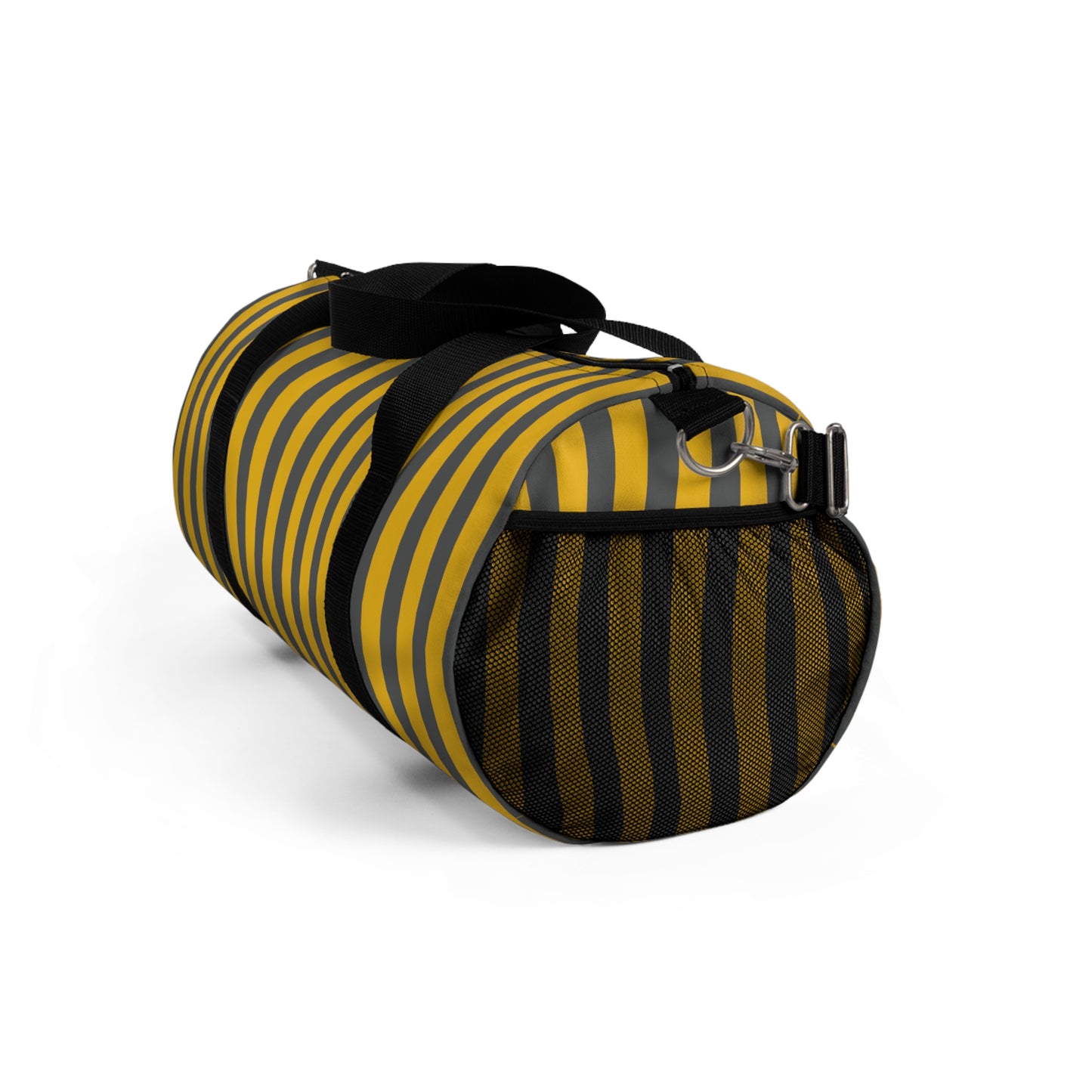Yellow and Gray Striped Duffel Bag