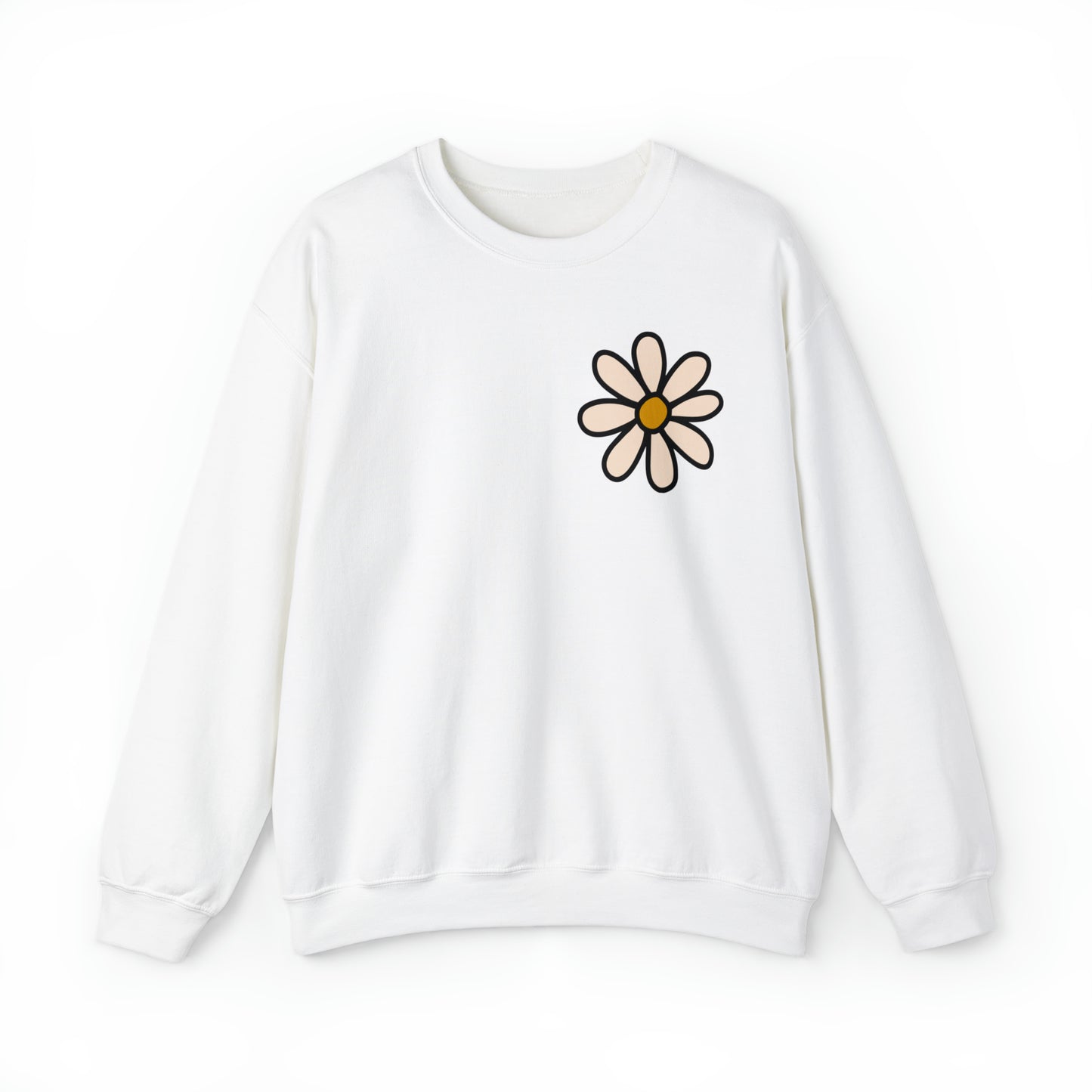 Distressed Daisy Love Like Jesus - Front and Back Design Heavy Blend™ Crewneck Sweatshirt