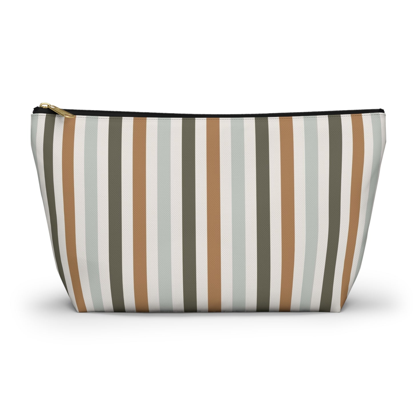 Fall Retro Brown Striped Print Design  Accessory Pouch w T-bottom