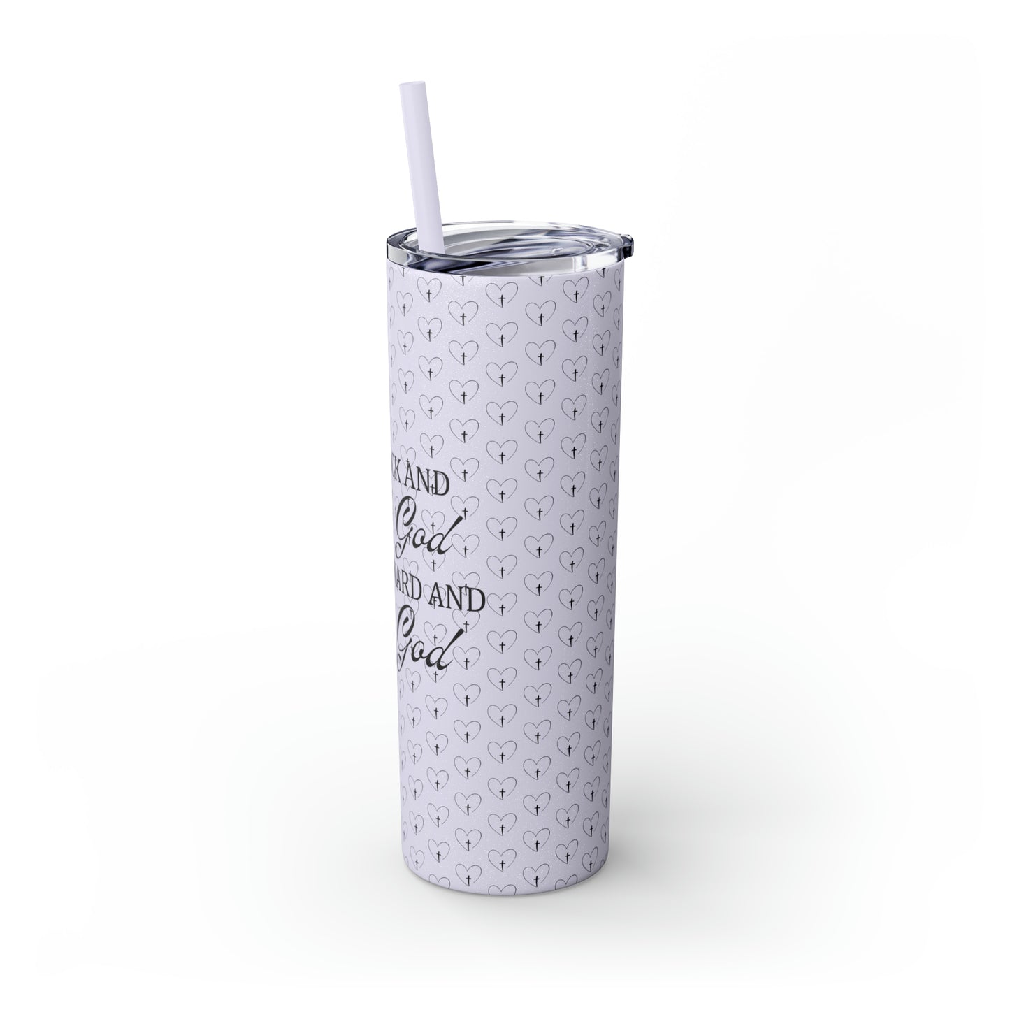 Look Back and Thank God Look Forward and Trust God Christian Skinny Tumbler with Straw, 20oz