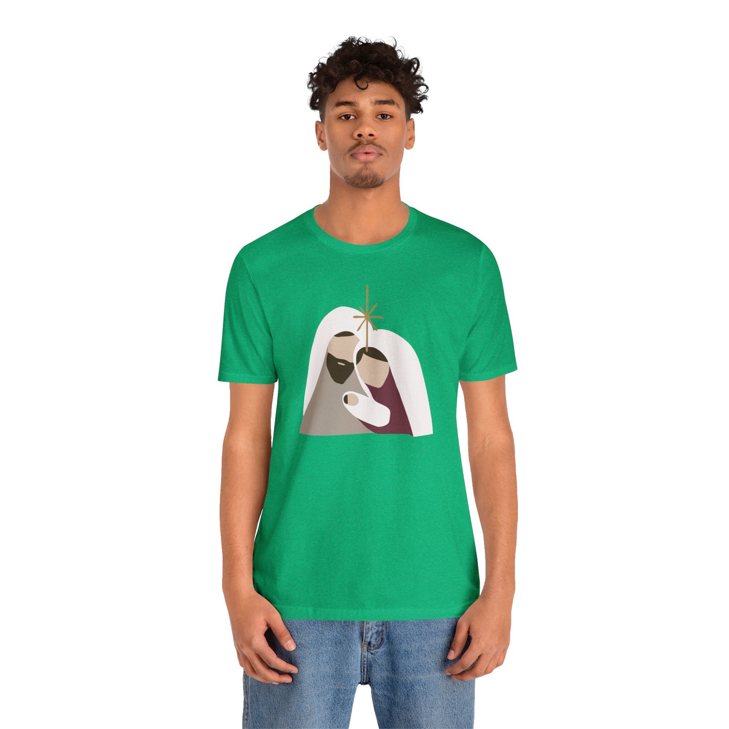 Holy Family Christmas Christian Bella Jersey Short Sleeve Tee (Unisex)