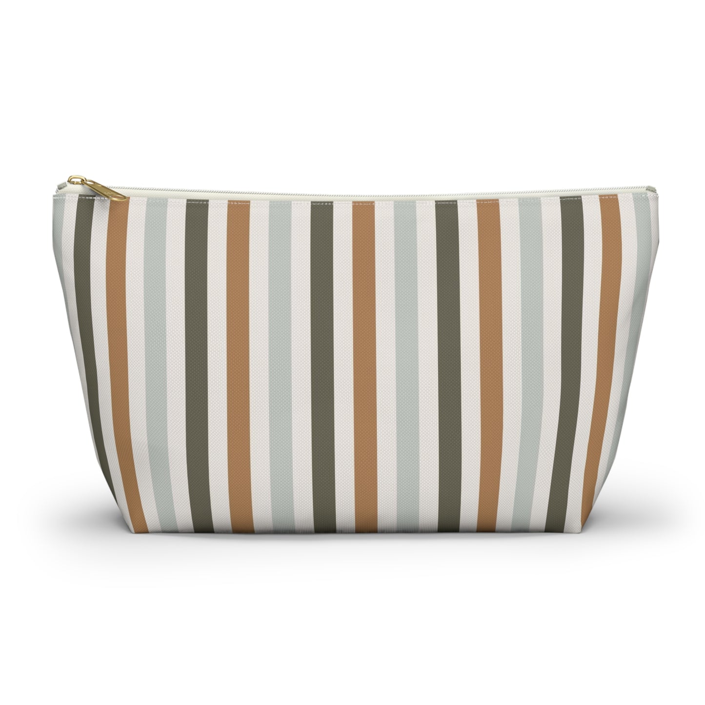 Fall Retro Brown Striped Print Design  Accessory Pouch w T-bottom