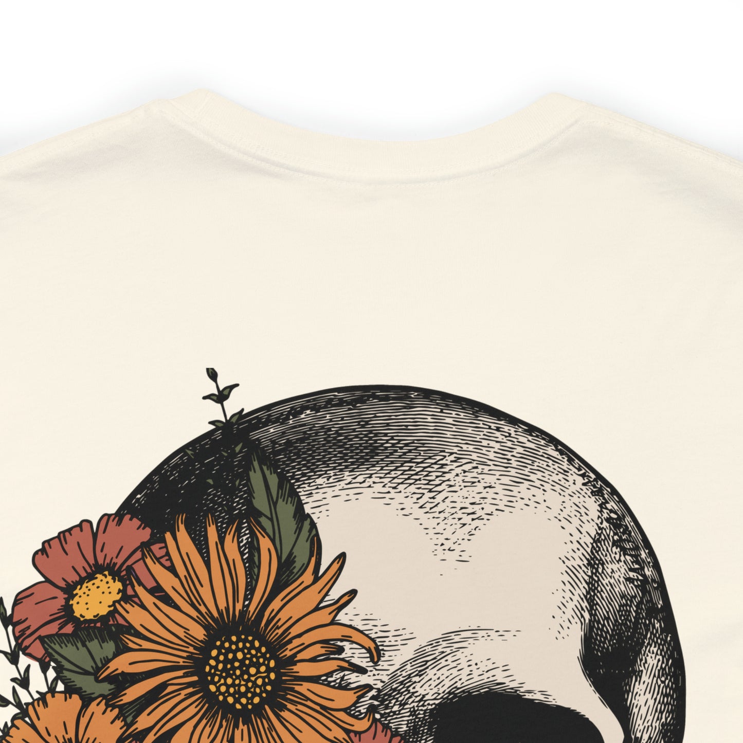 Floral Skeleton Head Front and Back Design T-Shirt