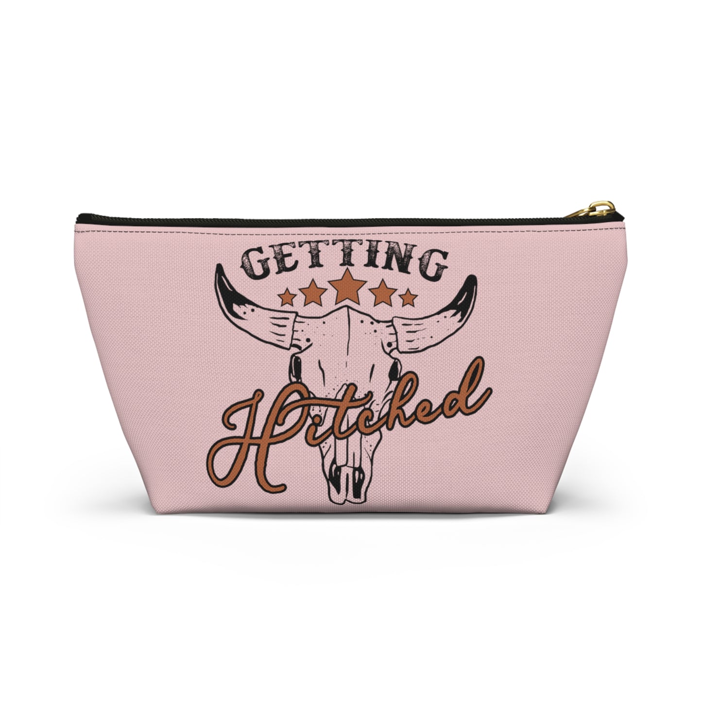 Rustic Country Light Pink Getting Hitched Print Design Accessory Pouch w T-bottom