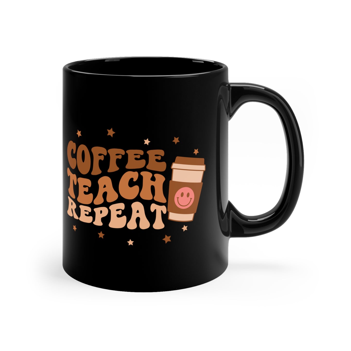Coffee Teach Repeat Christmas 11oz Black Mug