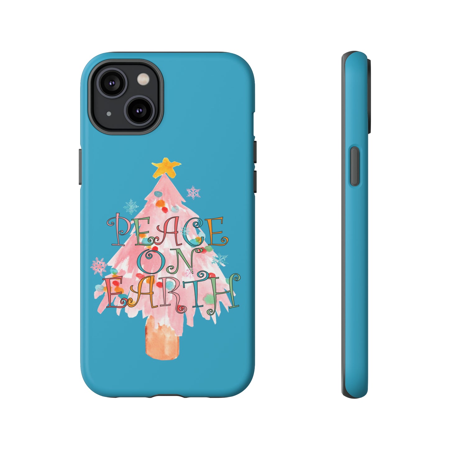Peace on Earth Christmas/ Holiday Apple iPhone Tough Cases - Turquoise