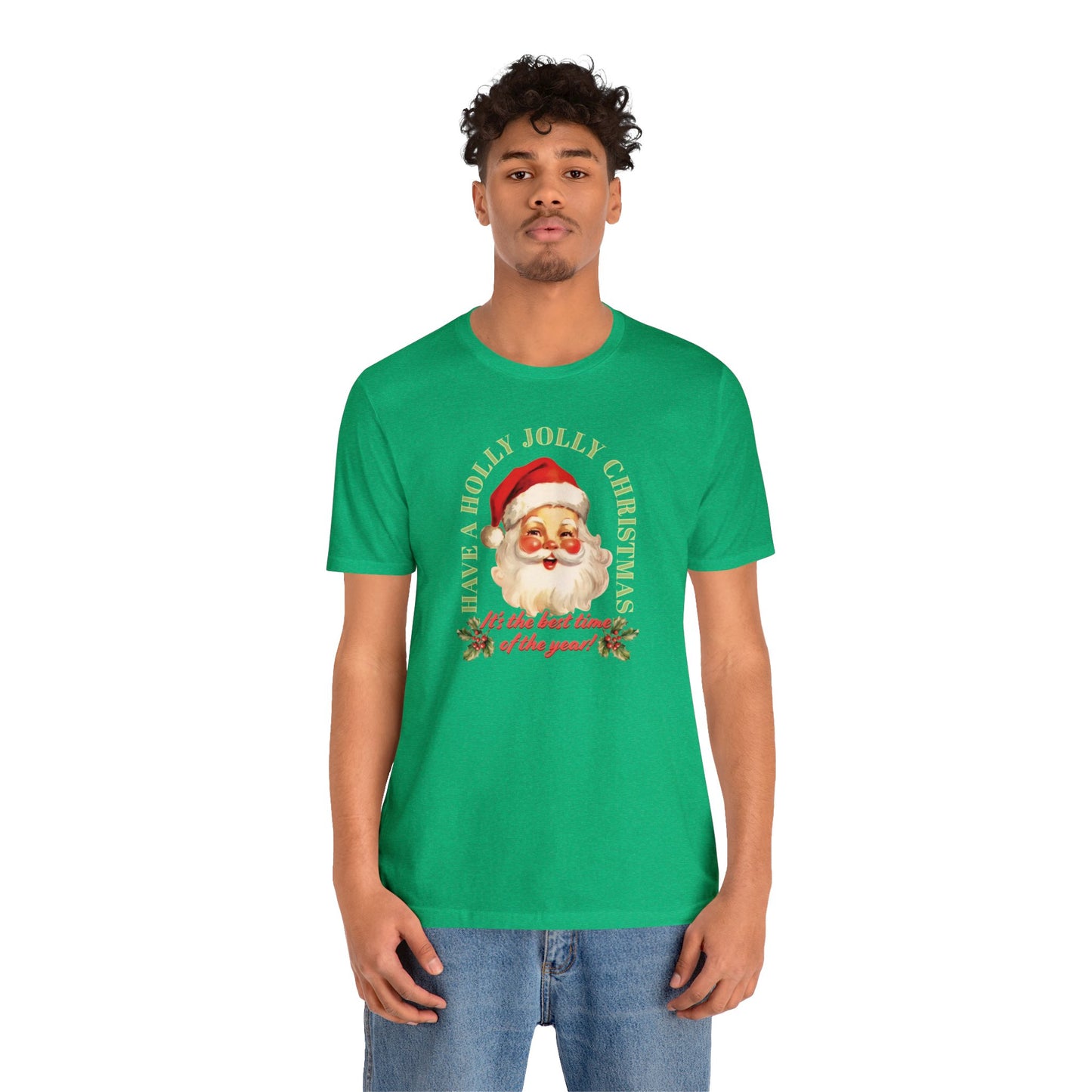 Have a Holly Jolly Christmas Arched Classic Santa Bella Jersey Short Sleeve Tee (Unisex)