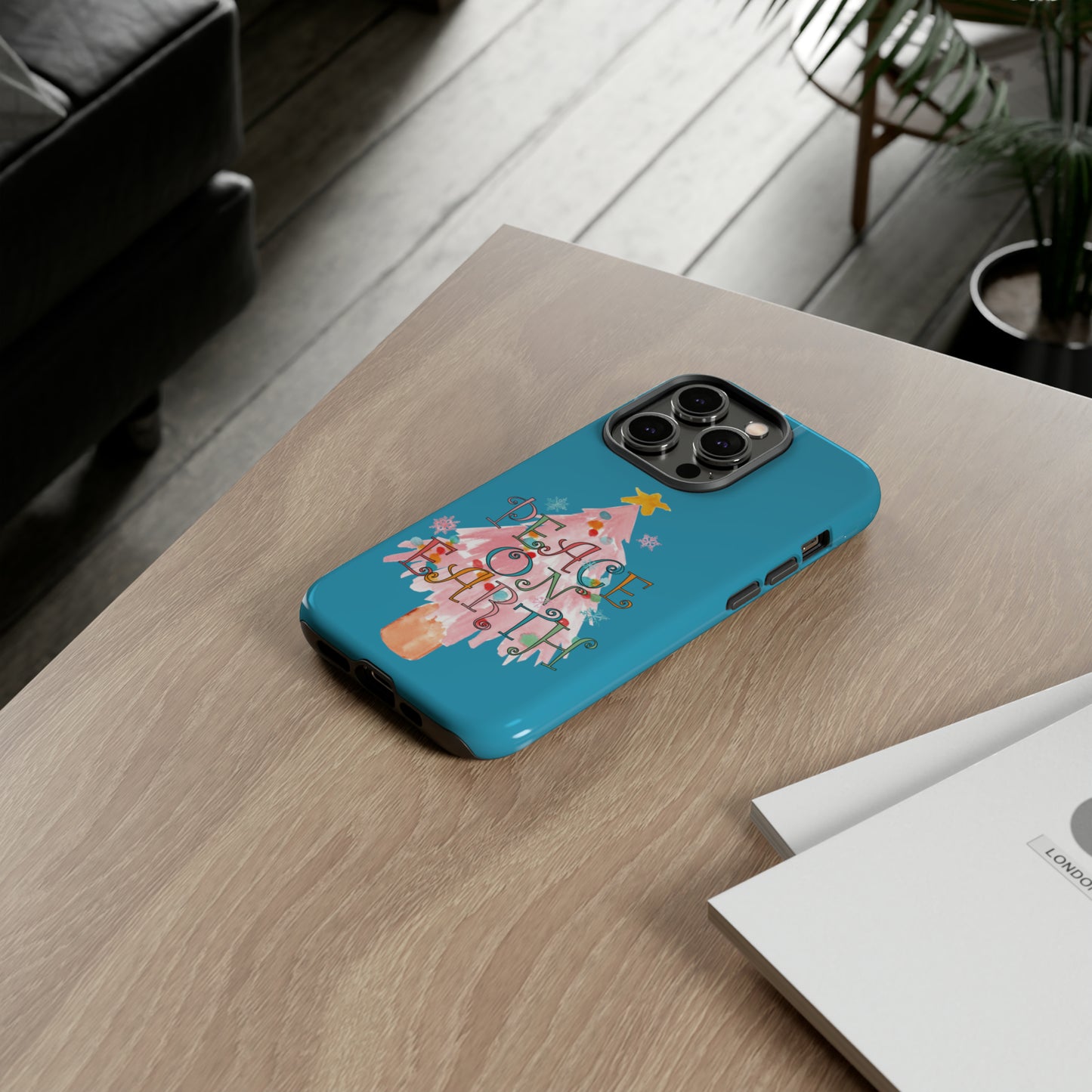 Peace on Earth Christmas/ Holiday Apple iPhone Tough Cases - Turquoise