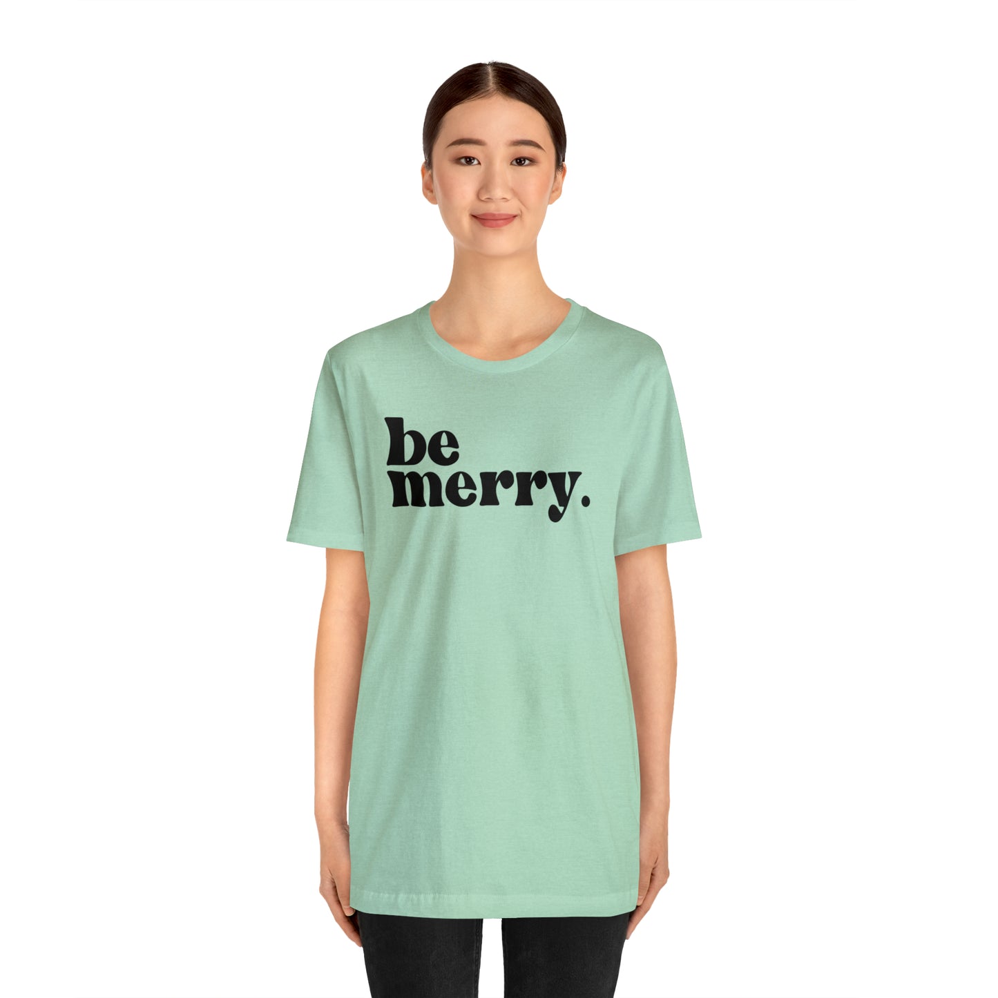 Be Merry Christmas/ Holiday Bella Jersey Short Sleeve Tee (Unisex)