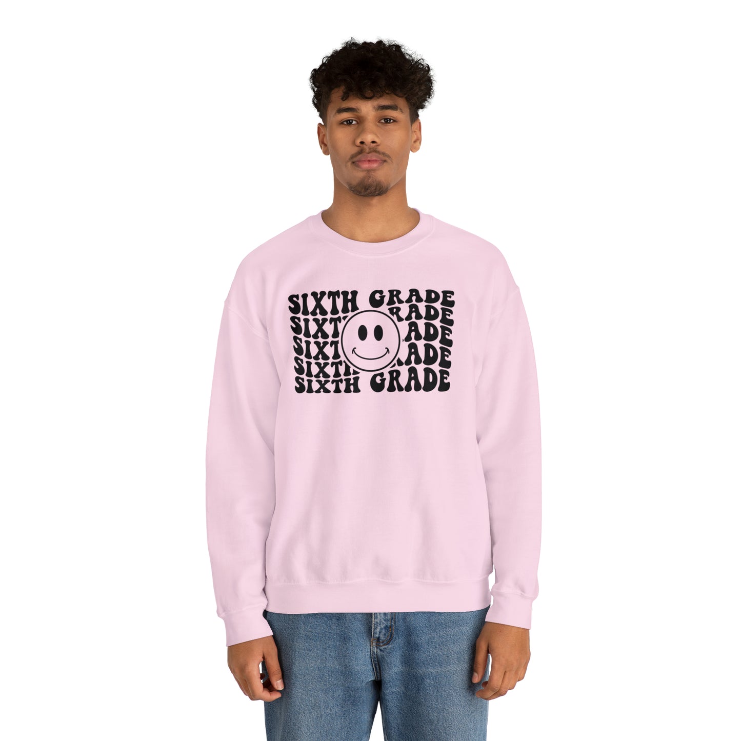 6th Grade Smiley Face Black Logo Unisex Heavy Blend™ Crewneck Sweatshirt